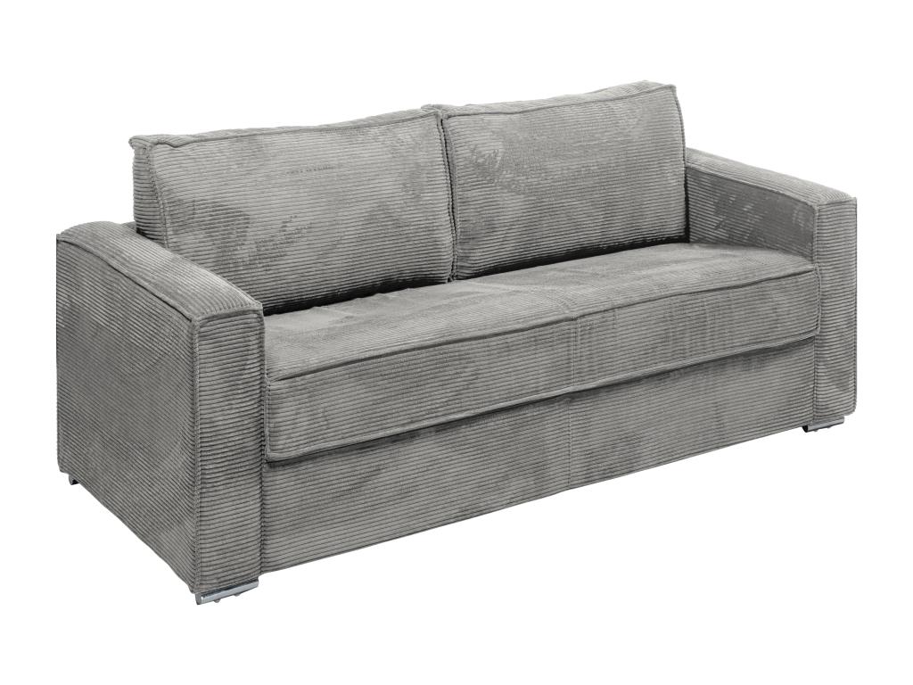 Sofá cama de 4 plazas de apertura rápida de pana gris claro - Cama de 160 cm - Colchón de 18 cm LORETO