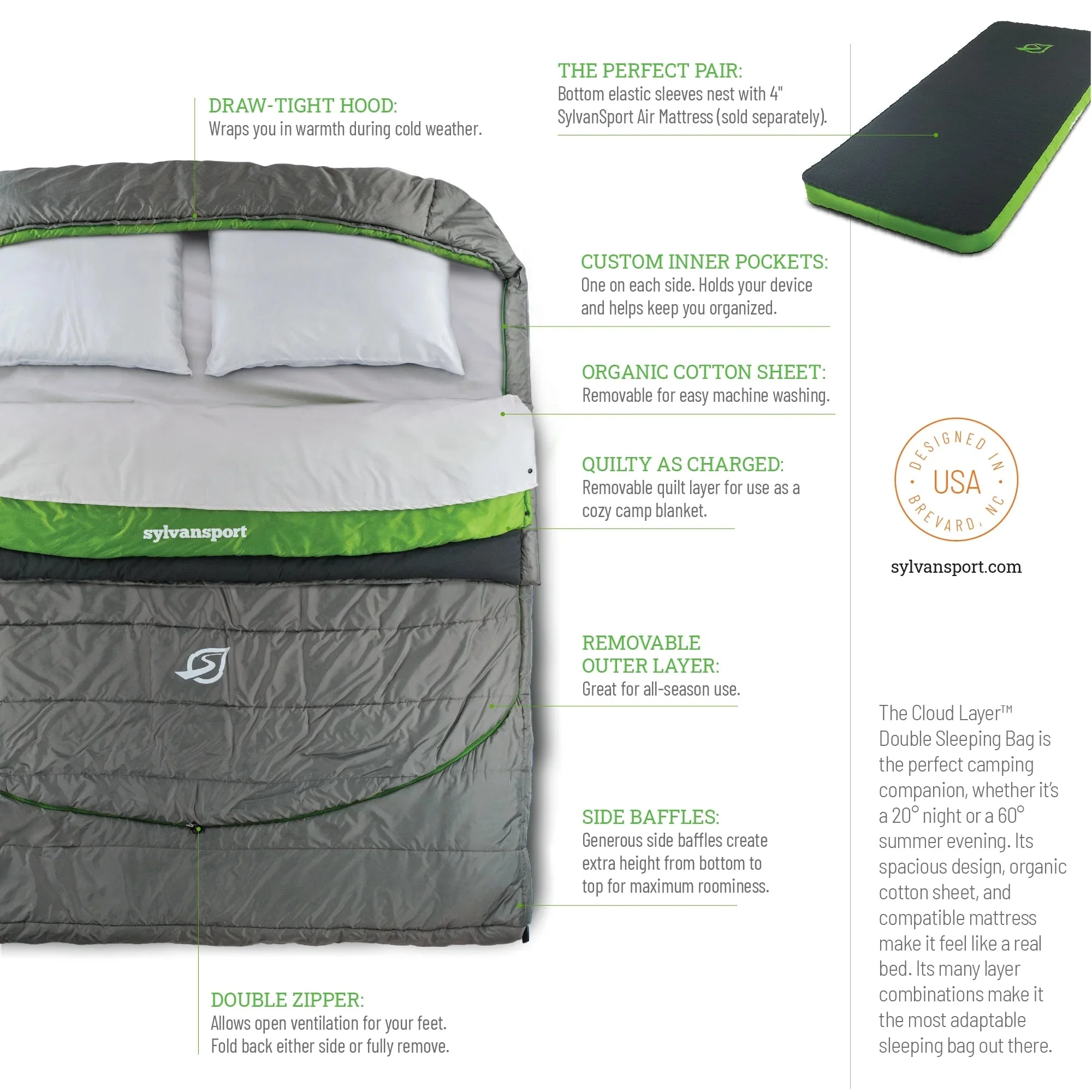 SylvanSport Cloud Layer Double Sleeping Bag - Image 6 SylvanSport Cloud Layer Double Sleeping Bag - Image 6