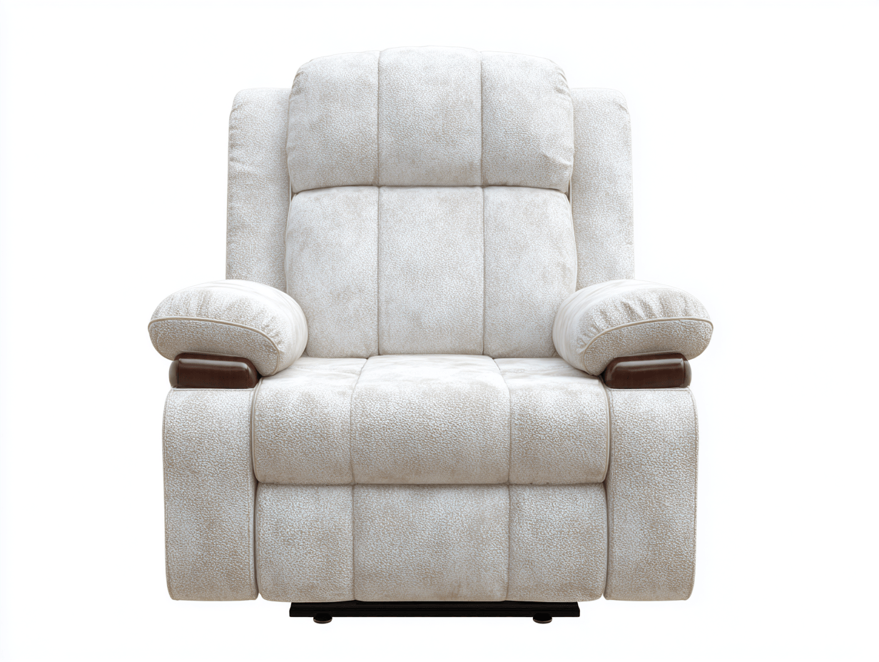 Sillón reclinable tapizado en microfibra 95×100×105 cm - beige - con reposacabezas y apoyabrazos acolchados