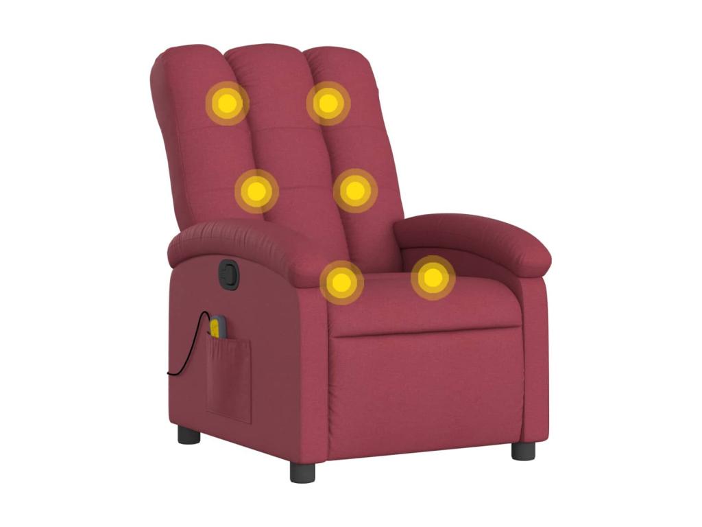 Sillón de masaje reclinable Tela rojo burdeos