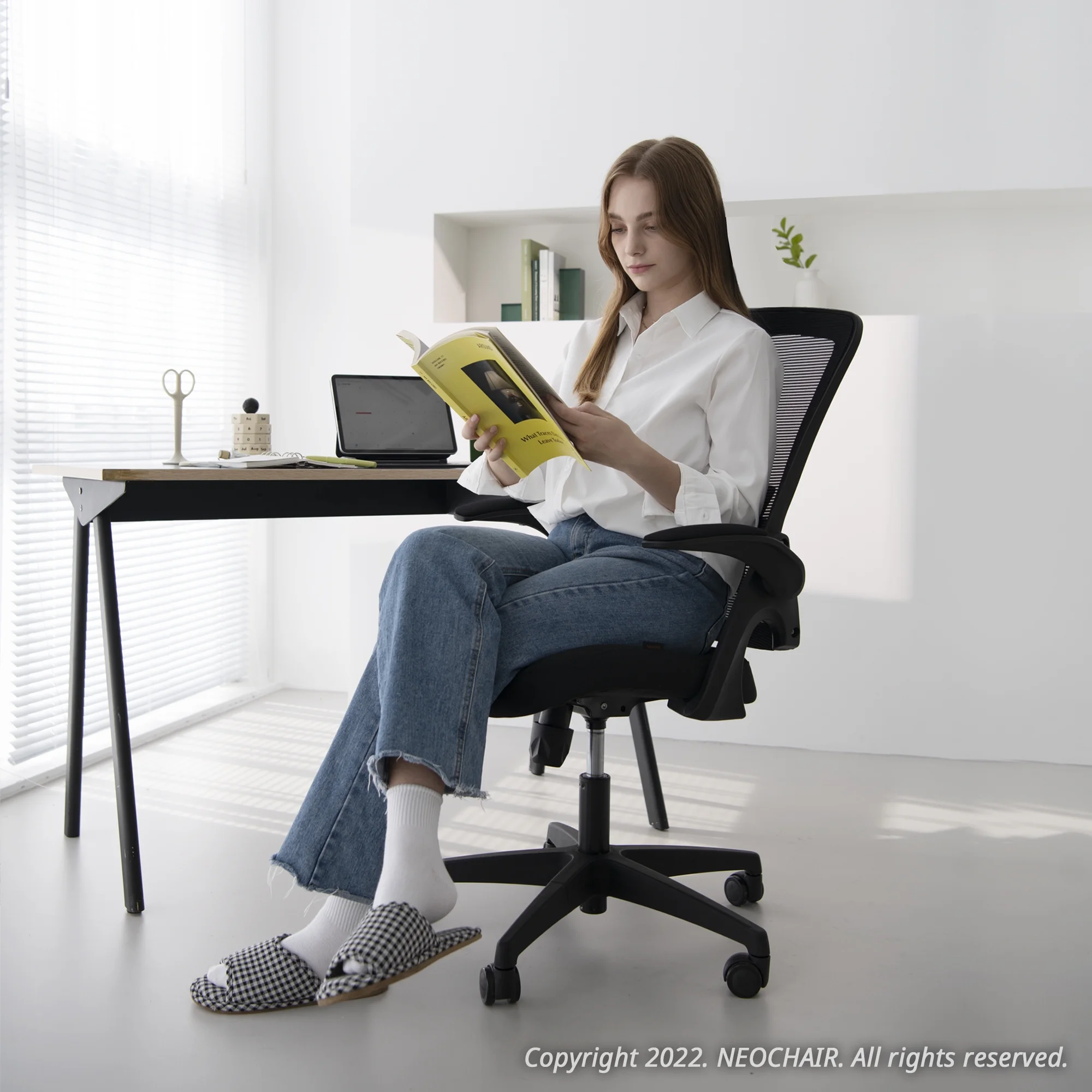 NEO CHAIR Ergonomic Office Chair, Adjustable High Back Mesh Desk Chair with Flip-up Arms, Black - Image 9