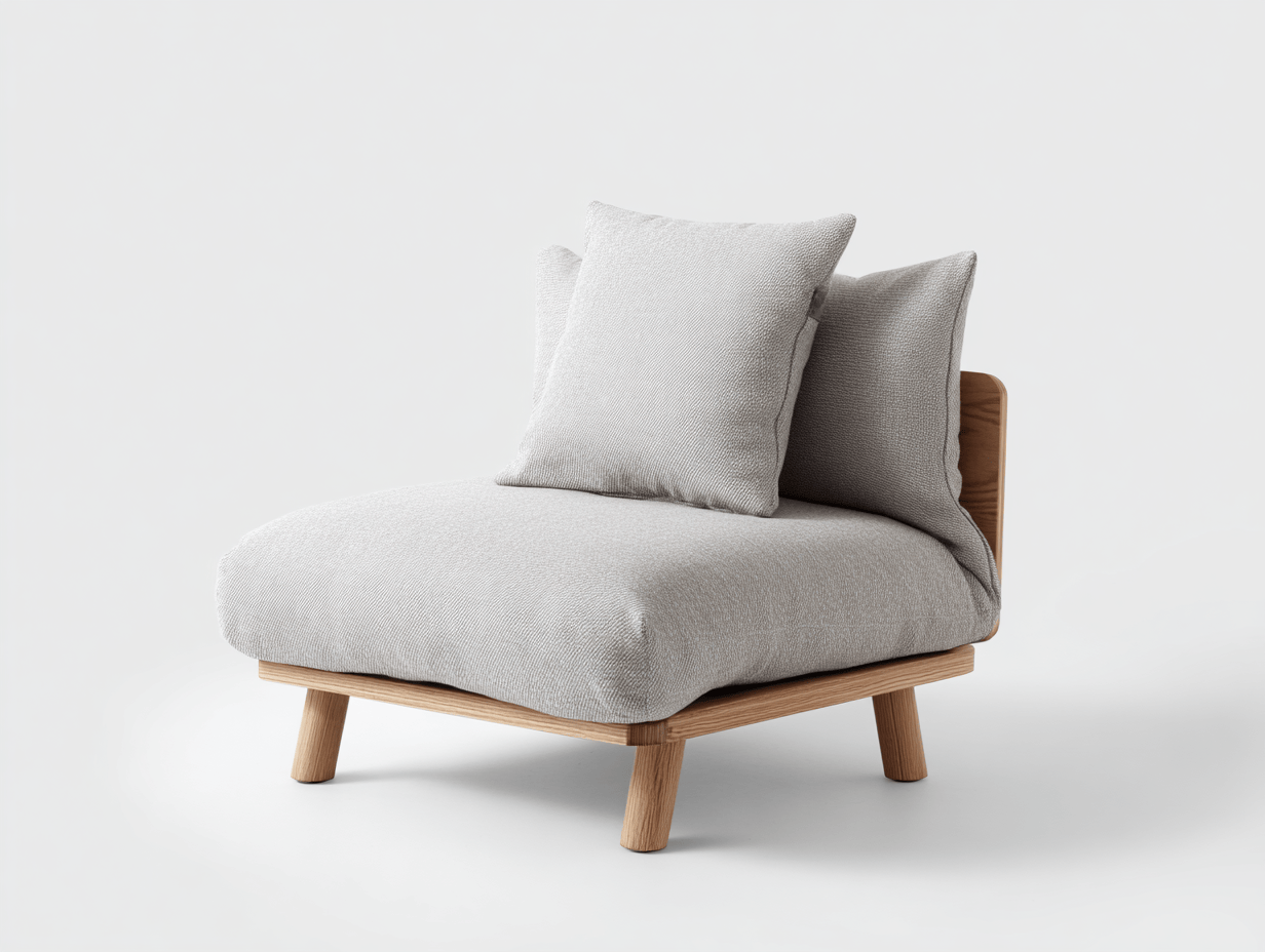 Sillón individual tapizado en tela gris claro 82×85×90 cm – patas de madera tallada – estilo clásico
