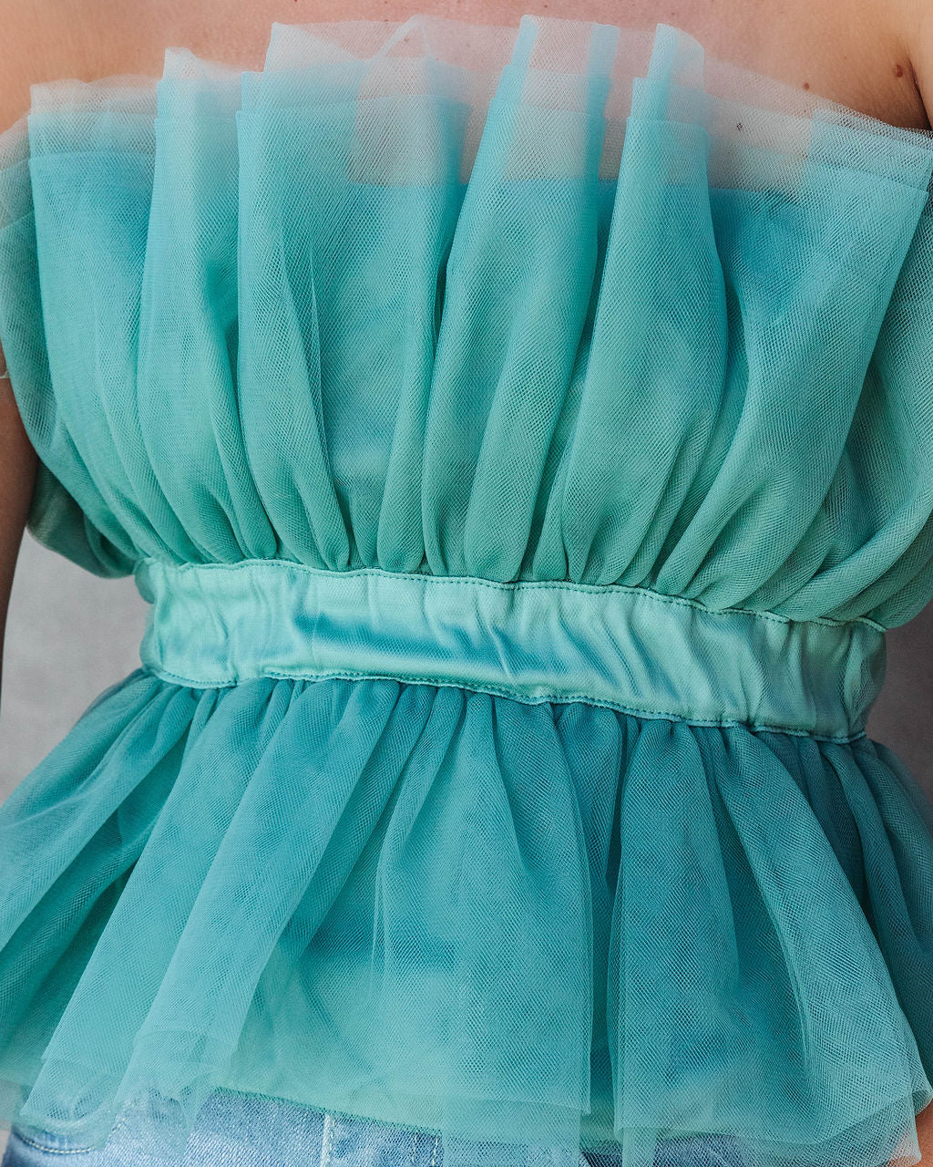 Bradshaw Moment Strapless Tulle Top - Sage - Se7enfashion