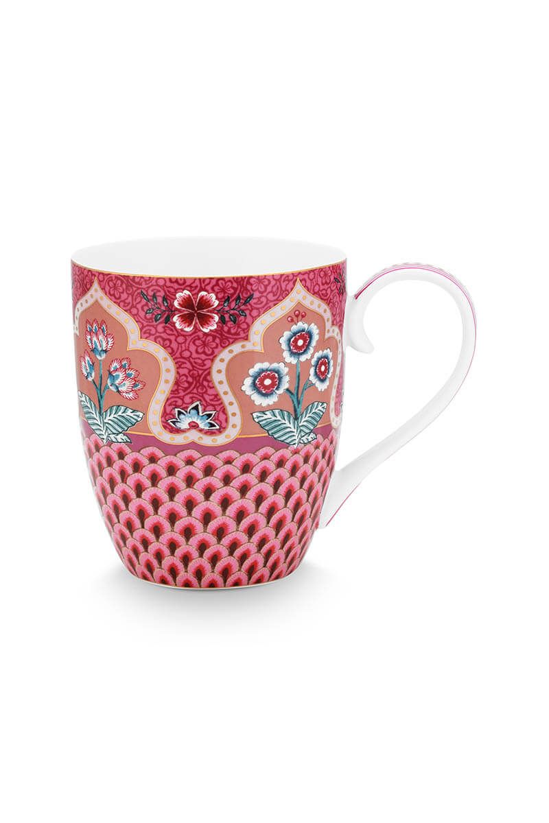 Mug XL Flower Festival Scallop Deco Dark Pink