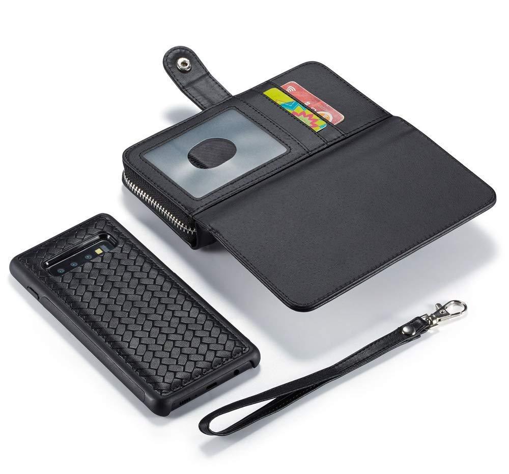 SAMSUNG Weave Texture Zipper Wallet Magnetic Detachable 2 In 1 Case