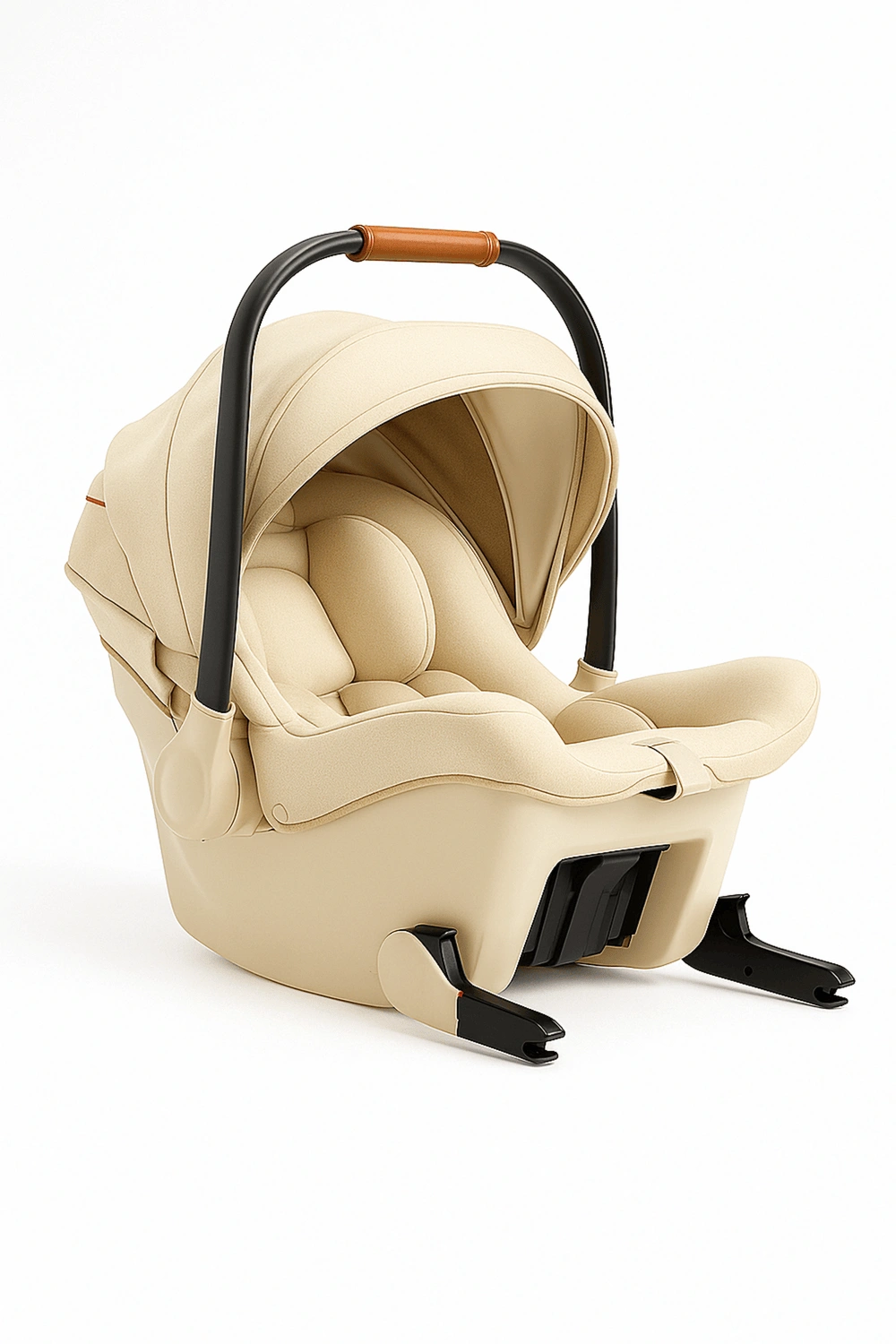 Asientos de coche, portabebés con estructura envolvente y cojín reductor, hasta 13 kg, con protección lateral y arnés de 3 puntos, color beige, apto para 0 a 12 meses
