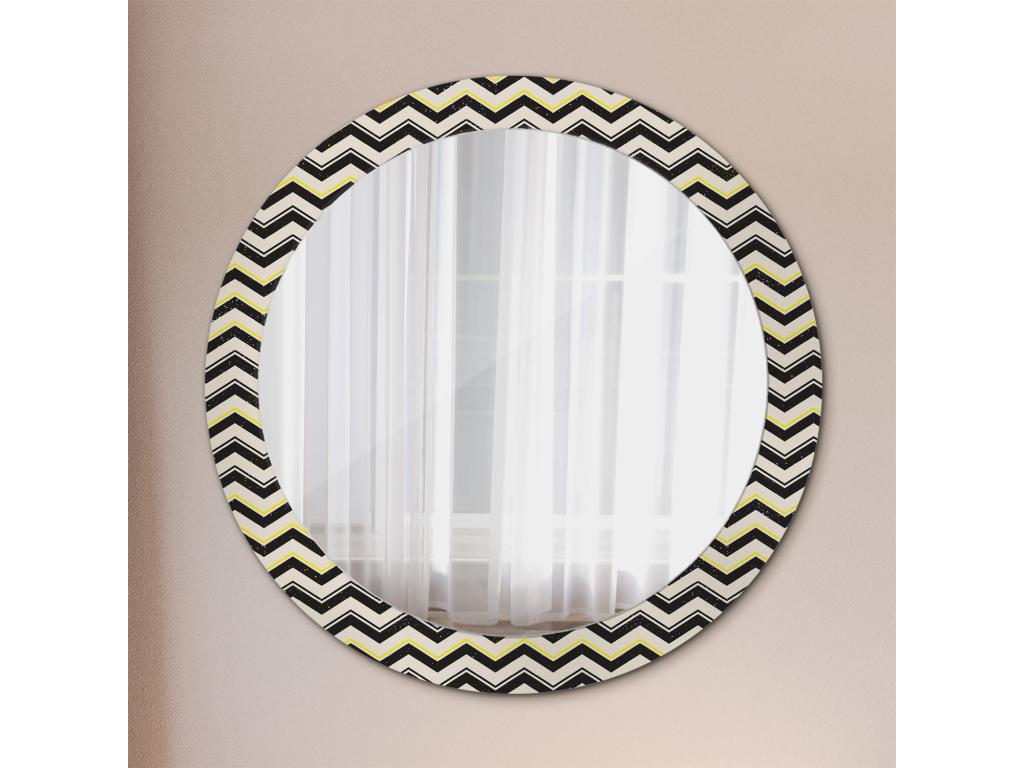 Espejo decorativo redondo - Patrón en zigzag - 80cm
