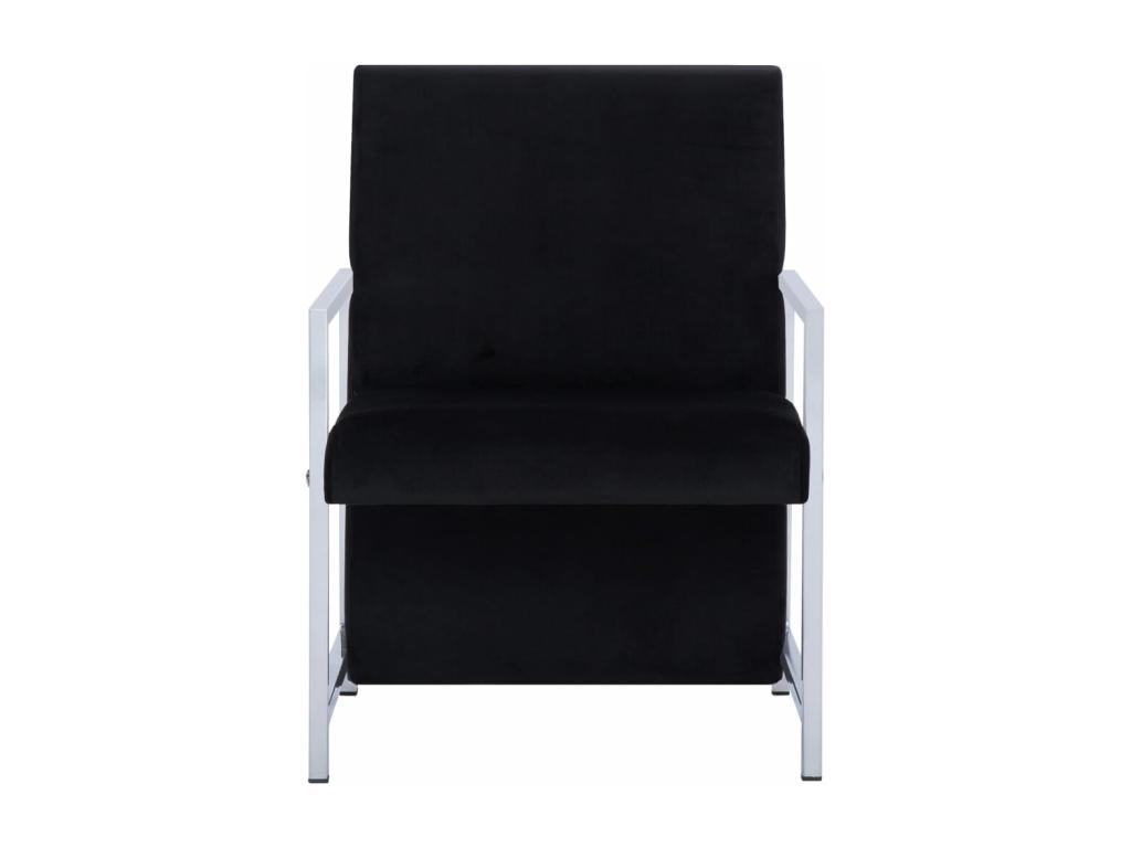 Sillón con patas cromadas de terciopelo negro