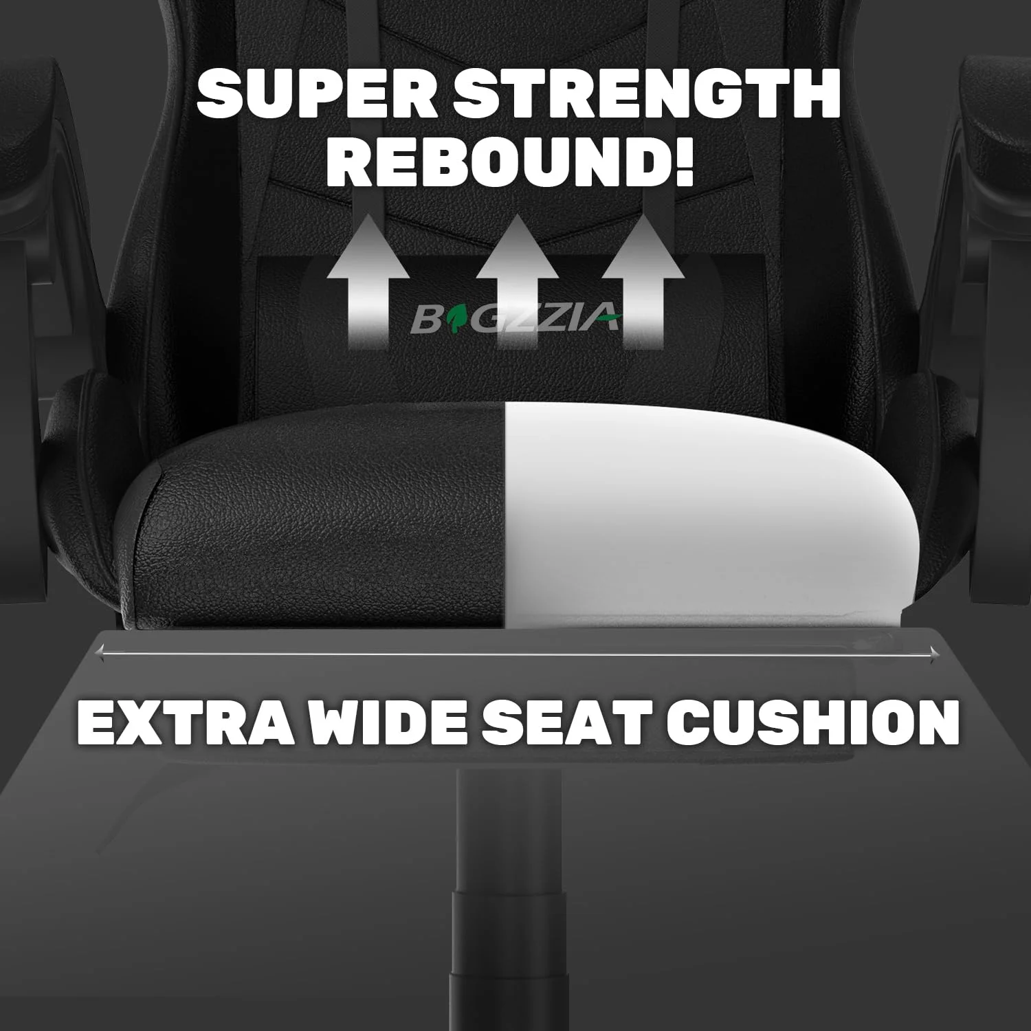 Bigzzia Gaming Chair Office Chair, Ergonomic Game Chair with Height Adjustable Headrest and Lumbar Support for Adults Teens, Black & White - Image 35