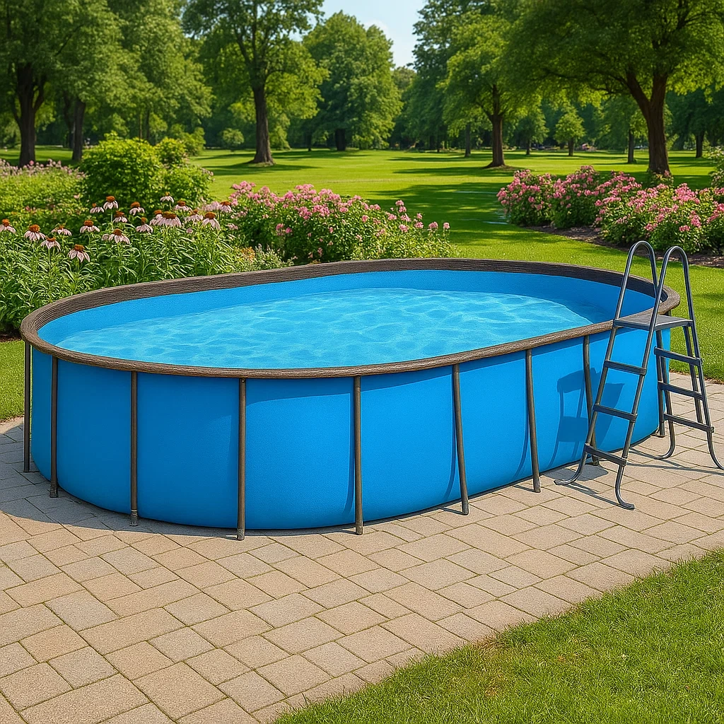 Piscina tubular ovalada desmontable acero 472x286x104 cm color Azul/Gris TPldtmP148Yb