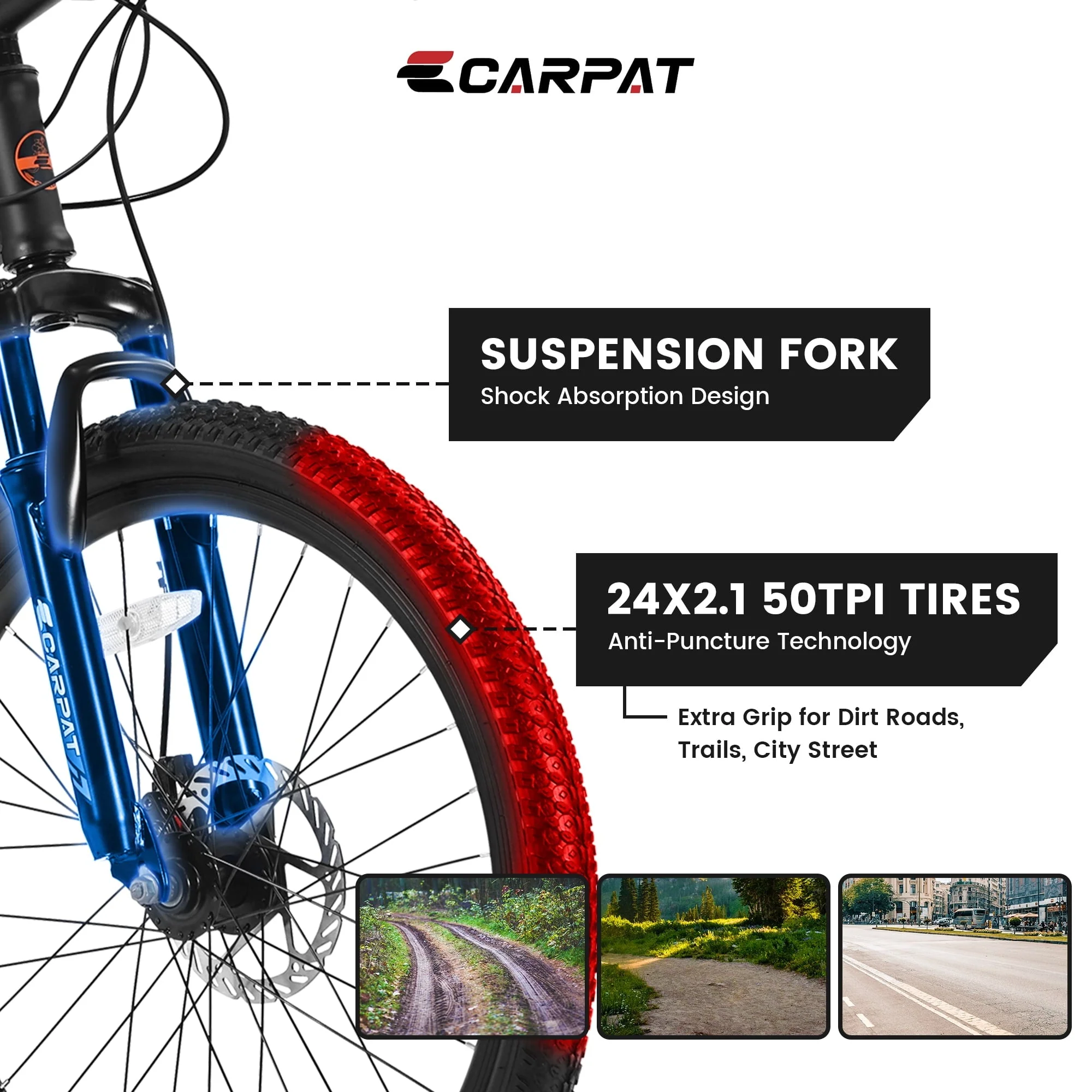 24 inch Kids Bike for Boys Girls, Kids Mountain Bike with Disc Brakes 21 Speed - Image 5
