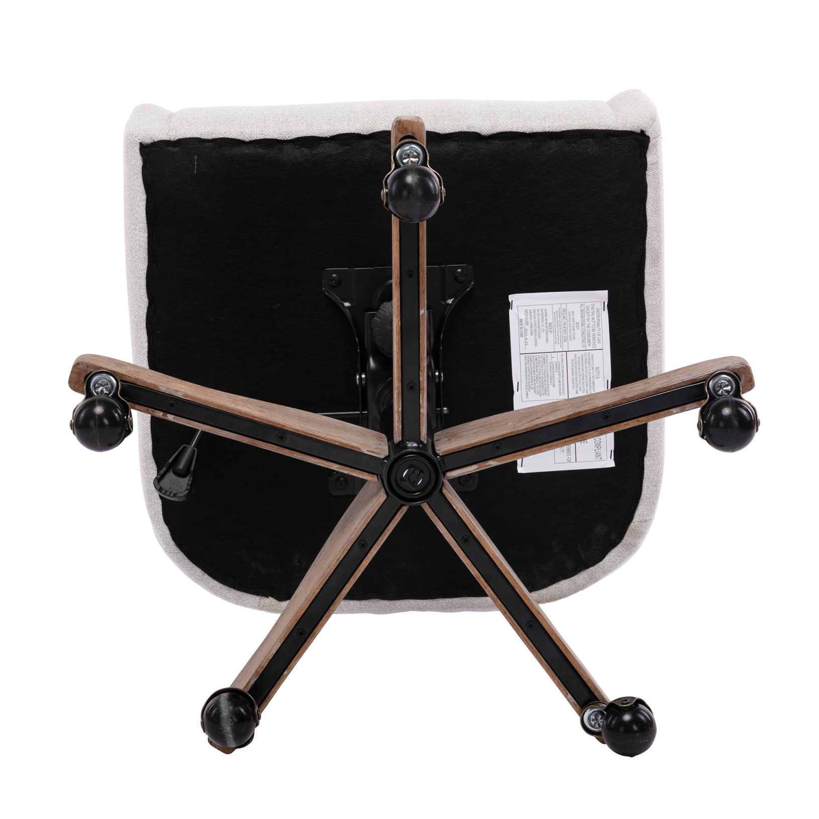 360 Degree Swivel Office Desk Chair, Upholstered Leisure Vanity Chair with Solid Wood Base and Wheels, Adjustable Height Computer Chair for Bedroom Living Room, Brown - Image 15