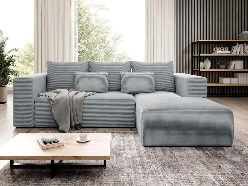 Sofá rinconero Alkifurniturees 116 Gris Función de descanso Caja de ropa de cama 255x161x91cm 60981NGTJ
