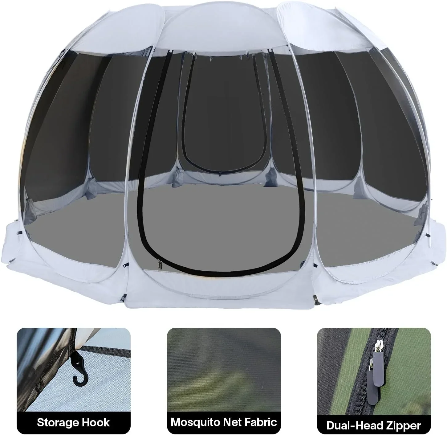 Screen gazebo sleeps 6-10-15 people Igloo-style canopy tent mosquito net on the sides Perfect