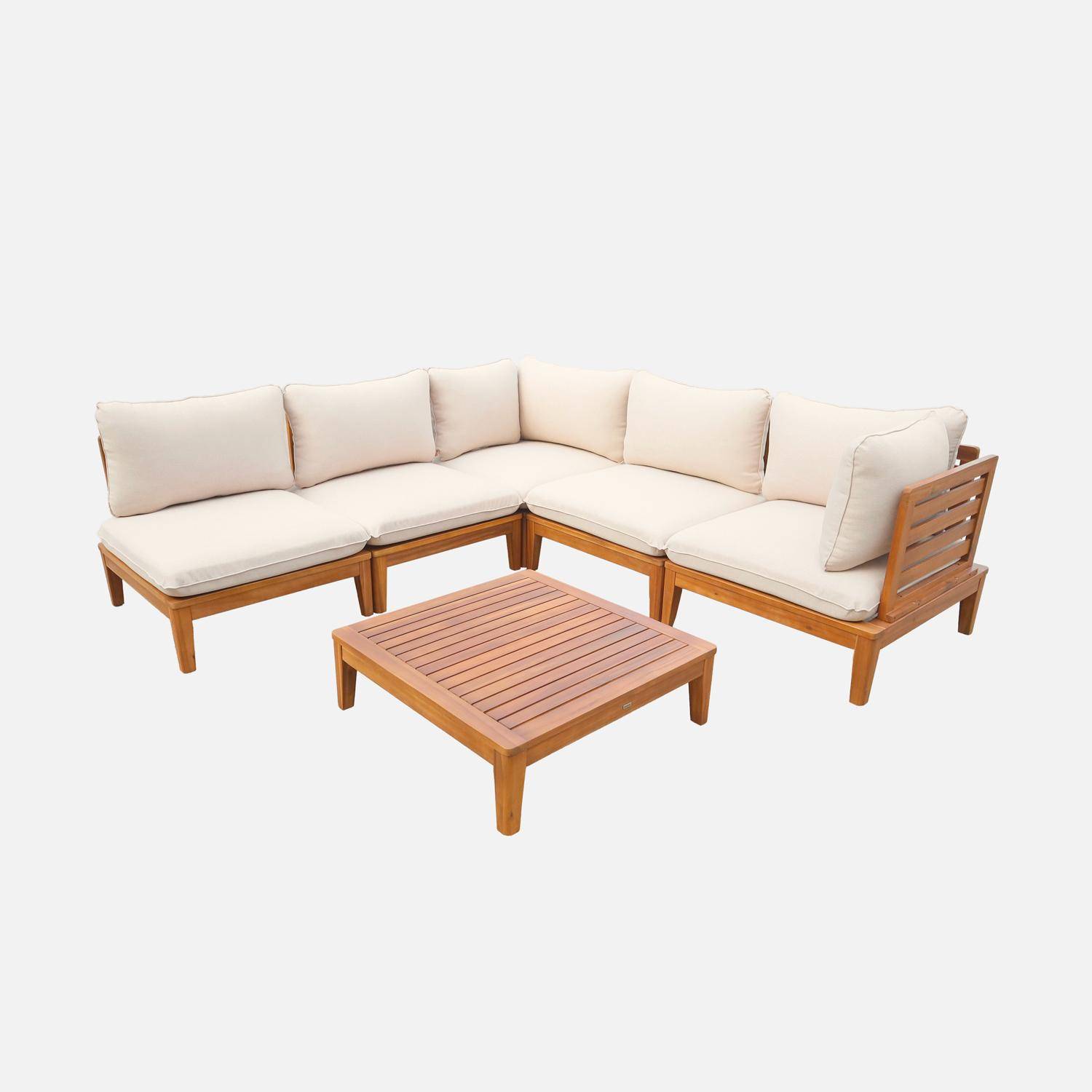 Yona - Conjunto de jardín modular de madera de acacia, 5 plazas