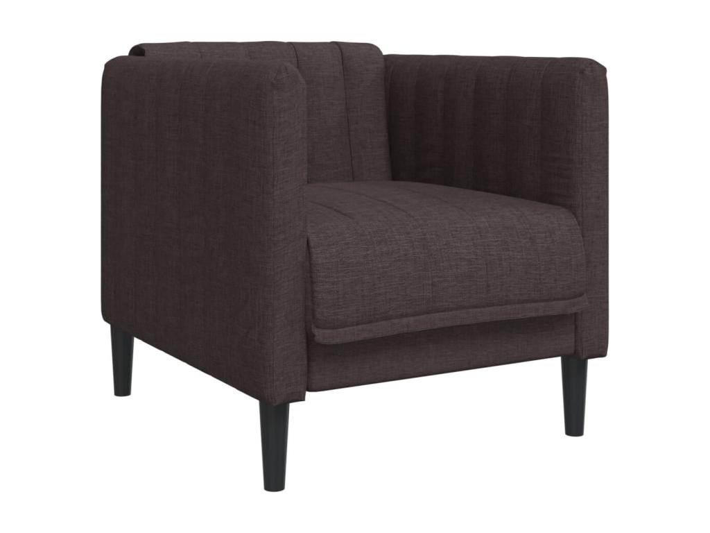 Sillón de tela marrón oscuro