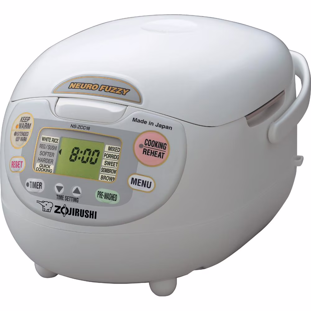 Zojirushi NS - ZCC18WZ Neuro Fuzzy Rice Cooker Warmer, 10 Cup (Uncooked), Premium White, Made in Japan(10 Cup (Uncooked)/Premium White)