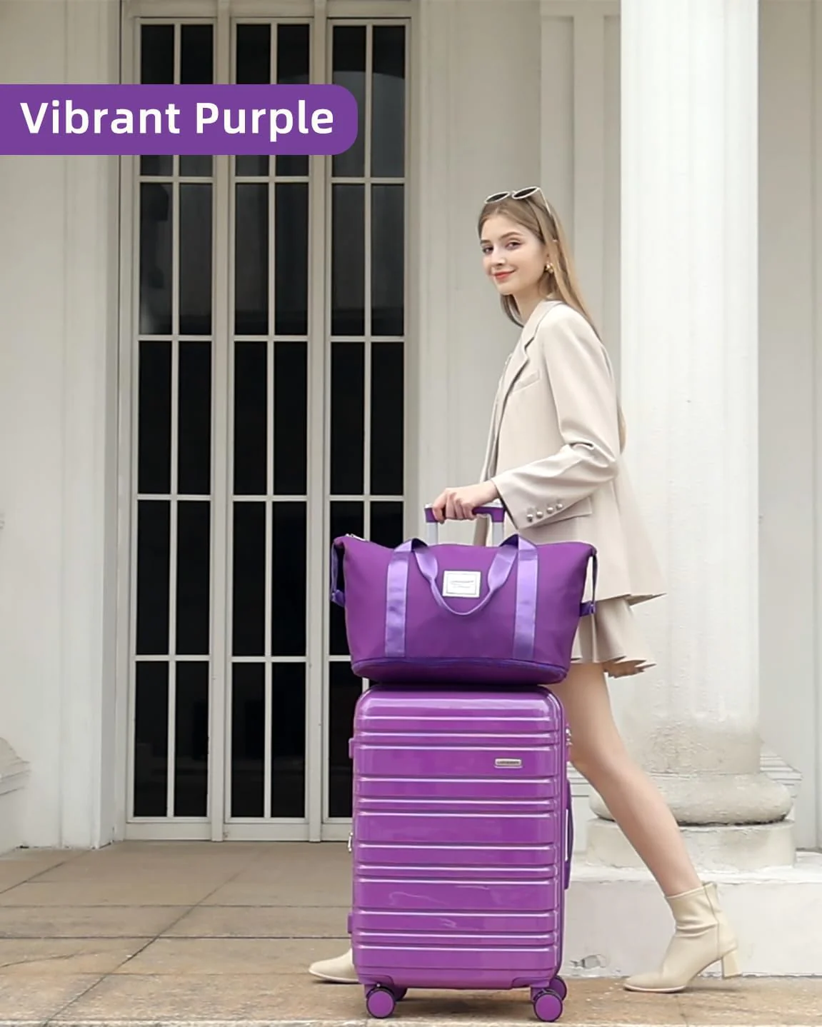 6-piece luggage set, expandable hardshell suitcase set with spinner wheels, lightweight rolling luggage set