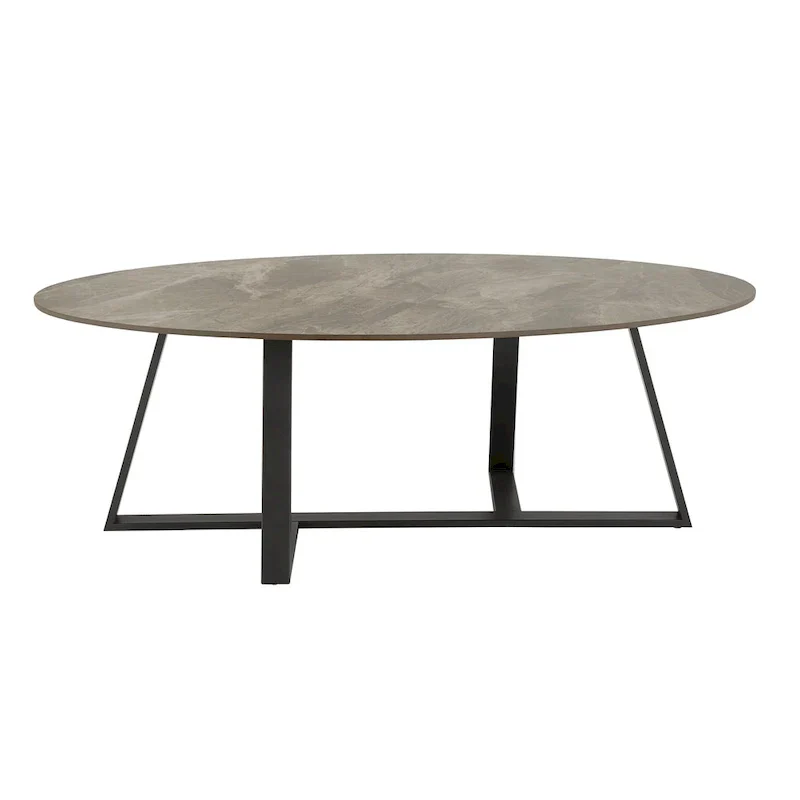 iNSPIRE Q Modern Jurmala Glossy Sintered Stone Tables with Grey Metal Base
