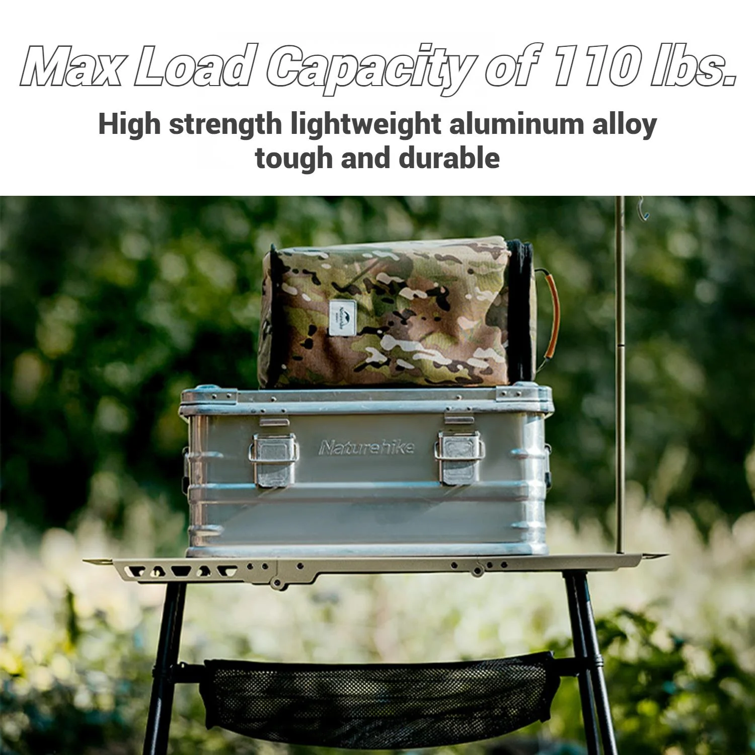 Naturehike, Portable Camping Table, Outdoor Detachable Tactical Camping Table, Lightweight Aluminium Camping Table with Light Pole, Adjustable Height - Image 17
