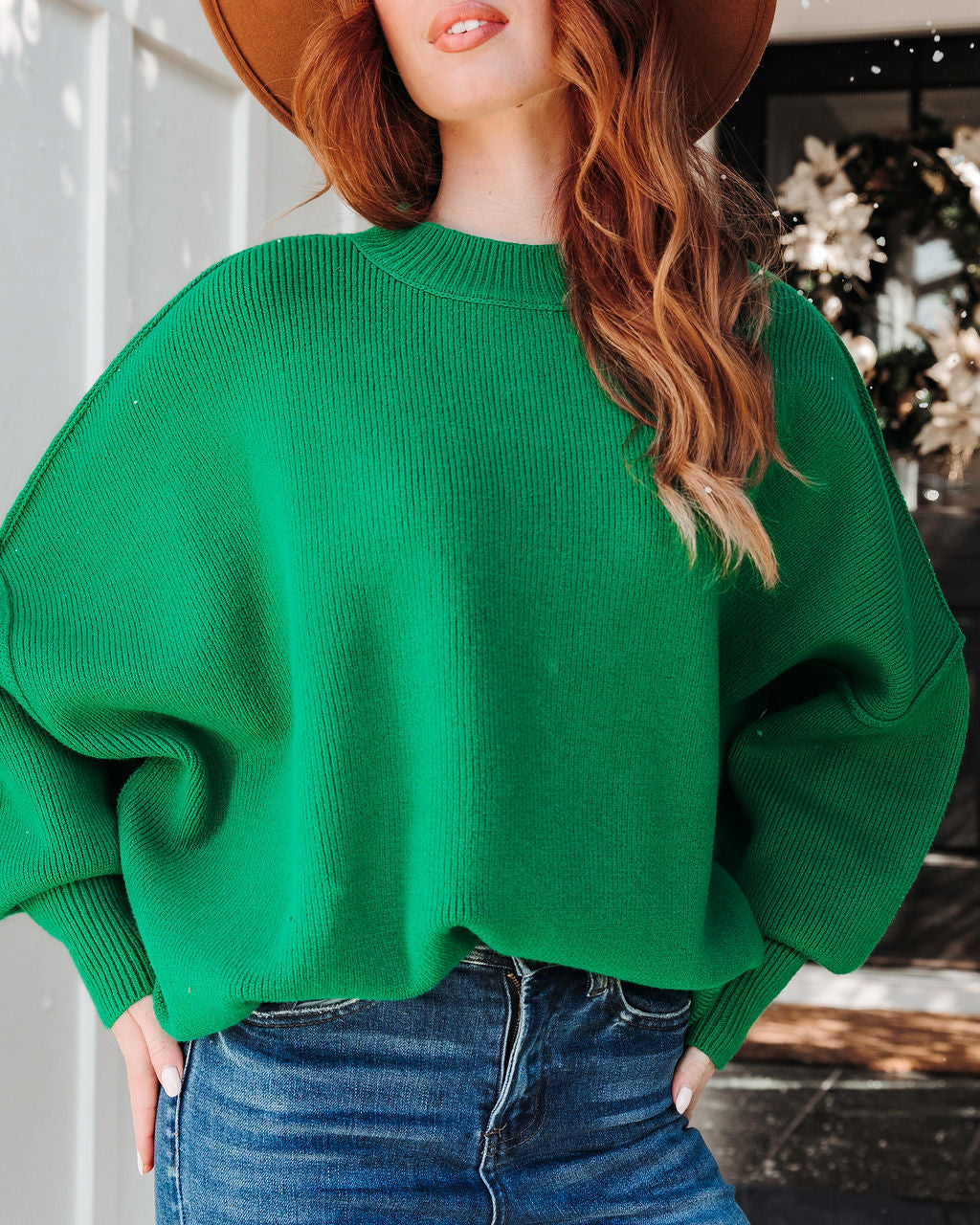 Elouise Knit Oversized Pullover Sweater - Green - Se7enfashion