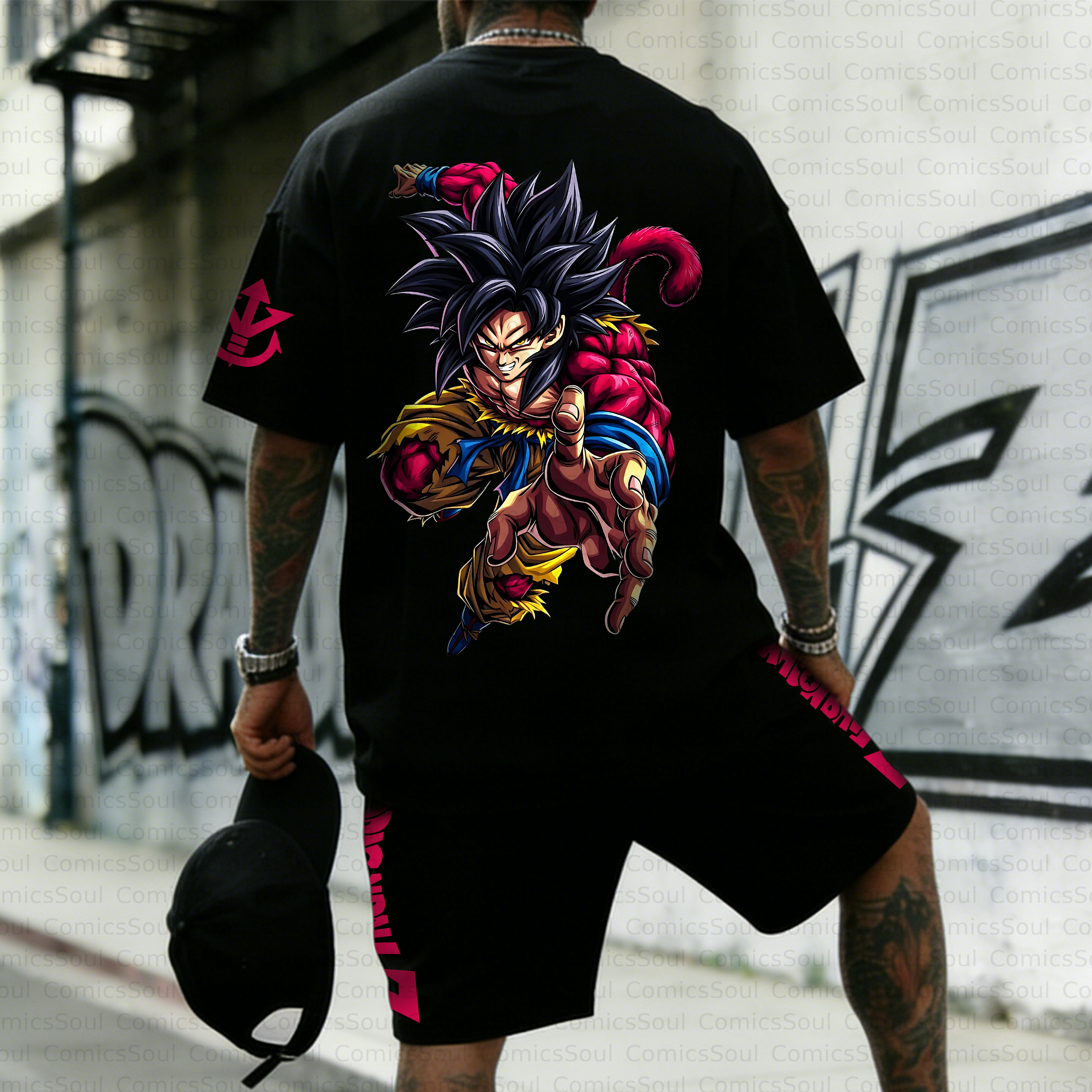 Unisex Anime Inspired Vintage T-shirt& Shorts 2 Pieces Set