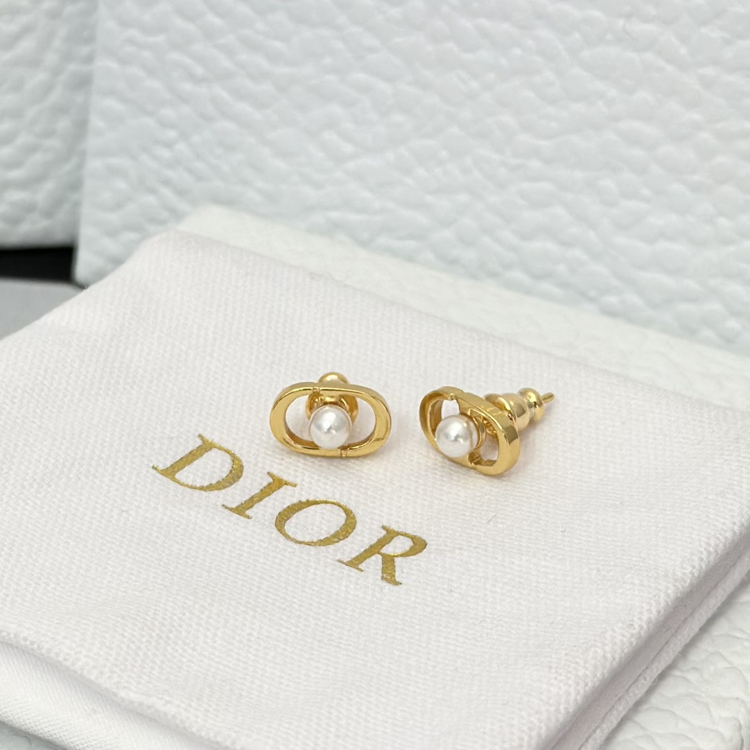 Dior Pearl Paved CD Stud Earrings - Original Replica Club