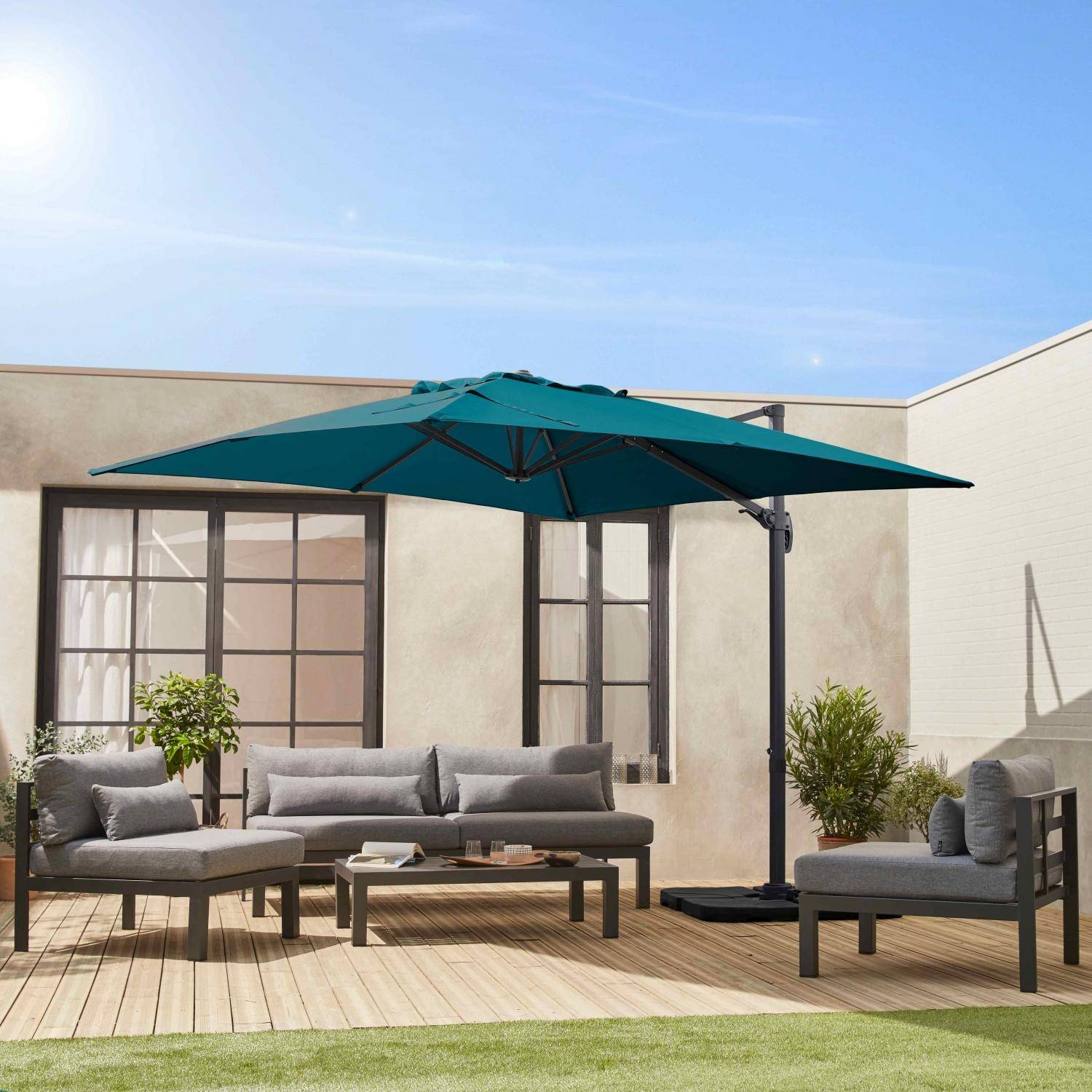 Falgos - Parasol cuadrado excéntrico, 3x3m