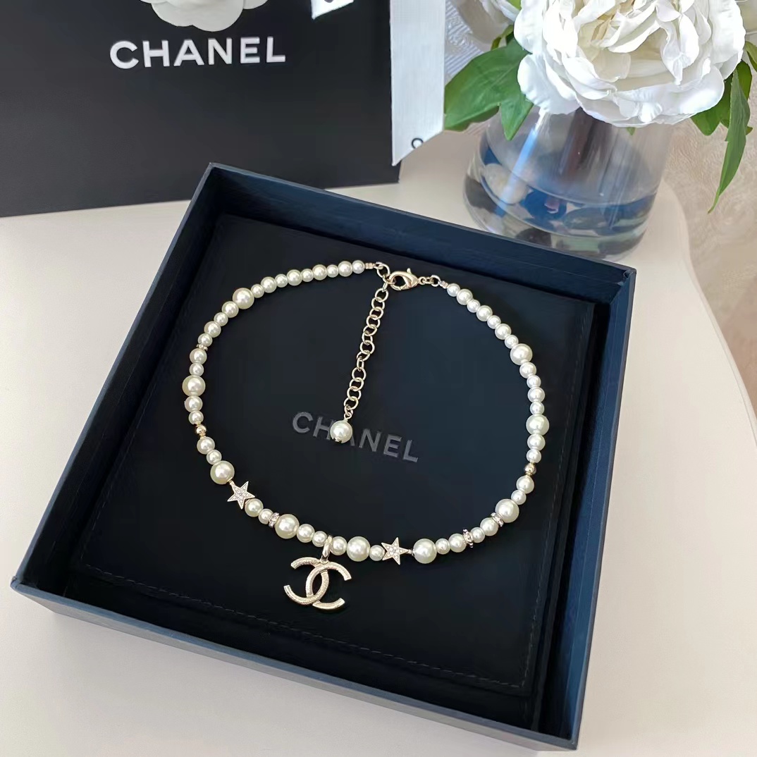 Chanel Star Double C Pendant Pearl Necklace - Original Replica Club
