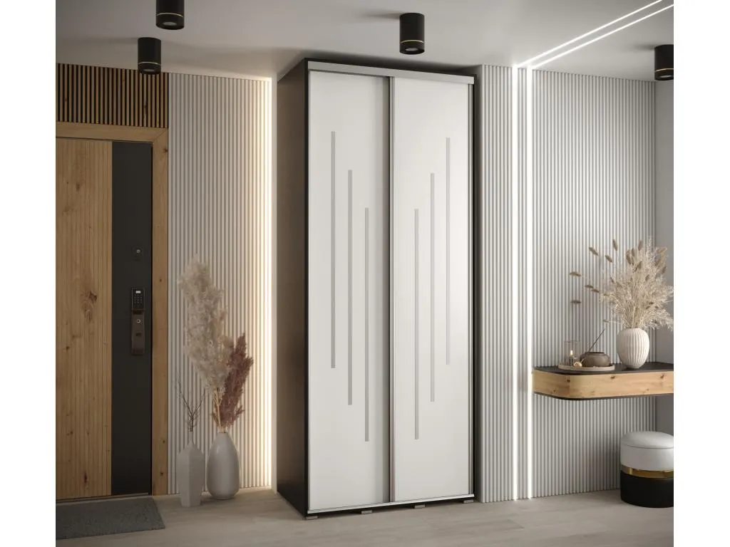 ARMARIO Sancaldeco 8 DE PUERTAS CORREDERAS 235.2/110/60 2 puertas (Negro/Blanco/Plata) 97891OEDH