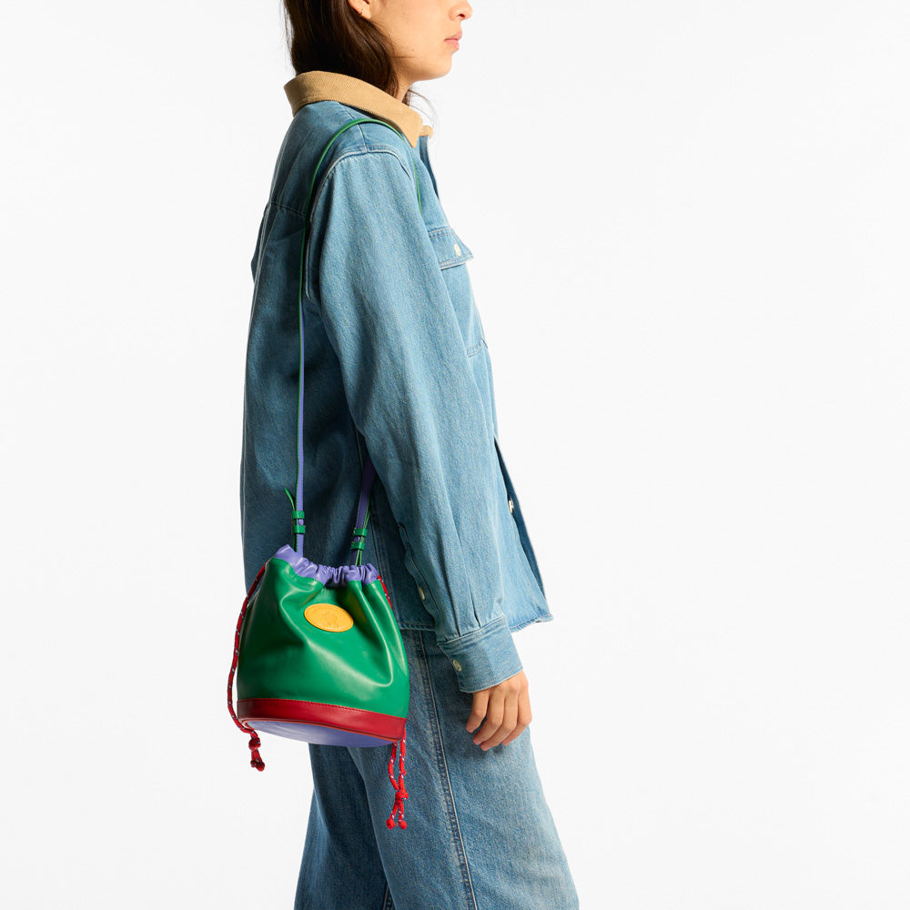 Au Vieux Campeur - Sac Grimpeur en cuir - Vert Rouge & Bleu