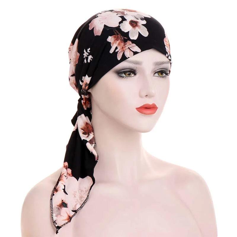 ✨ Women's Floral Print Pre-Tied Head Scarf Turban – Soft, Elastic, Versatile 🌸