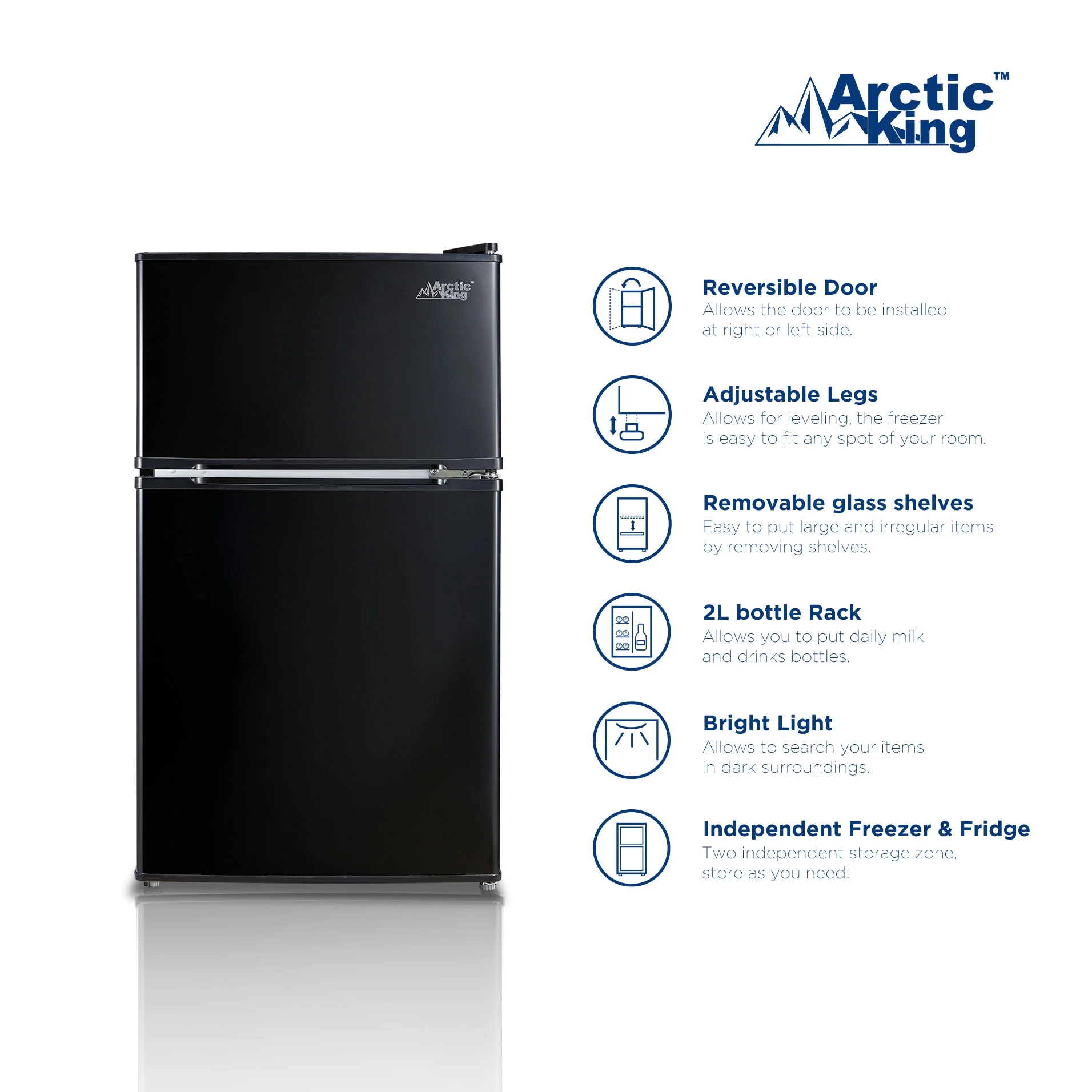 Arctic King 3.2 Cu ft Two Door Mini Fridge with Freezer, Stainless Steel, E-Star - Image 27