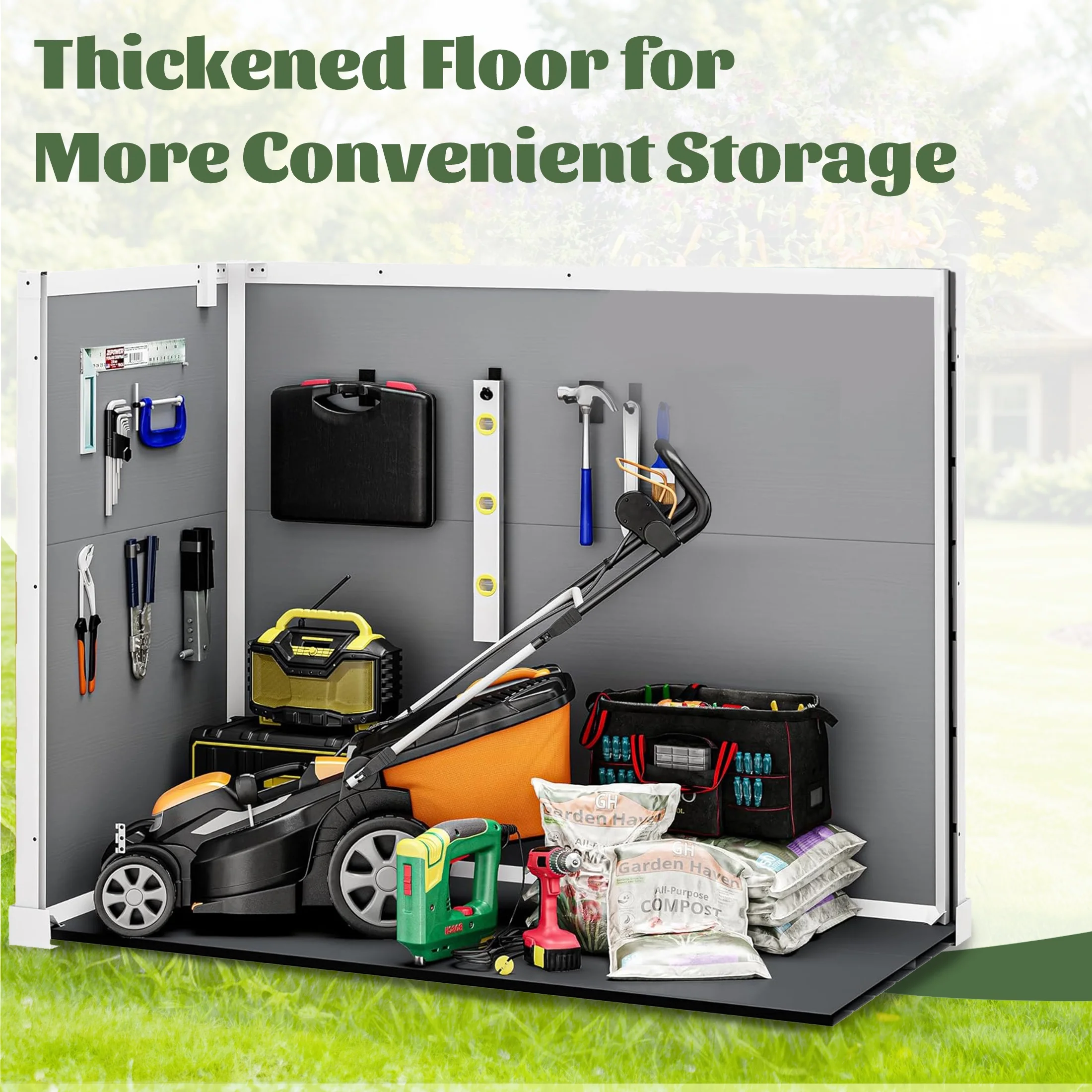 Enyopro 306Gal Outdoor Storage Shed, Horizontal Resin Shed, Resistant Tool Plastic Shed for Storage of Bike/Garbage Cans/Garden Tools/Lawn Mowers - Image 10