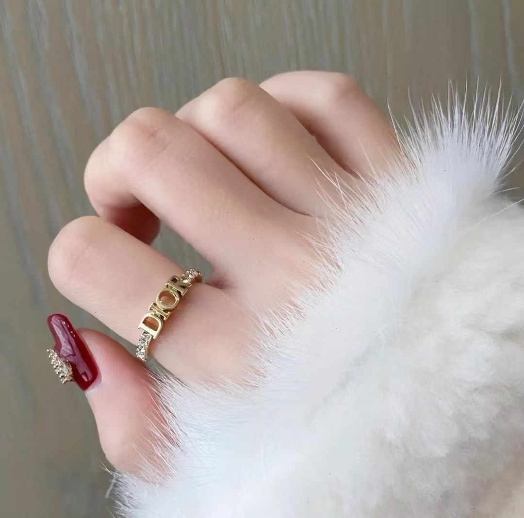 Dior Letters Diamond Paved Ring - Original Replica Club