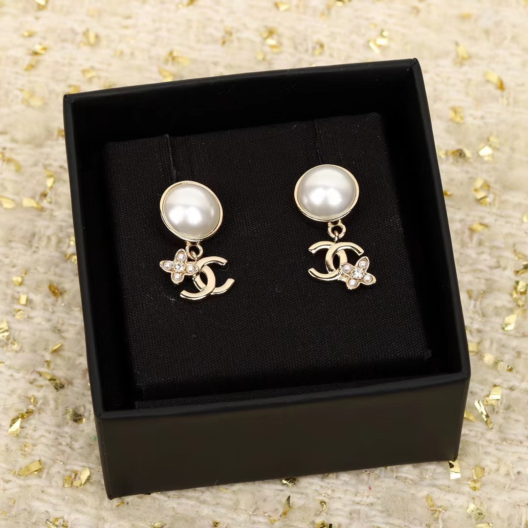 Chanel Pearl Stud Double C Dangle Earring - Original Replica Club