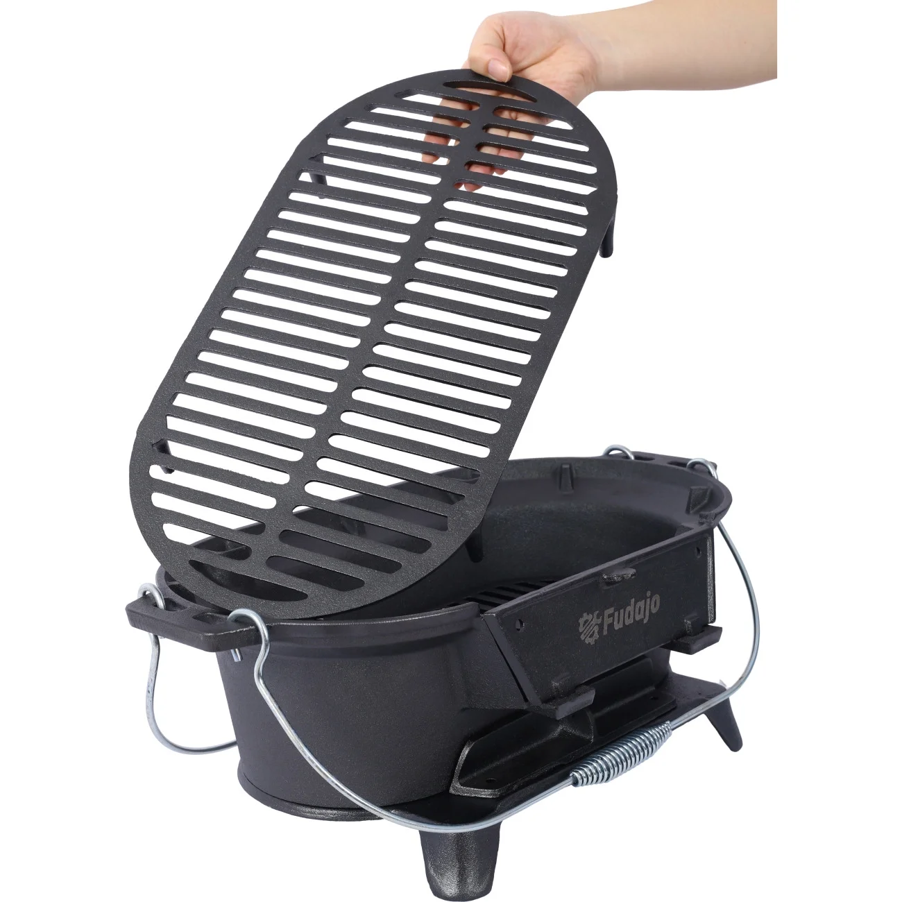 Hibachi Grill, 16" Portable Cast Iron Outdoor Tabletop Grill, Handled Mini Japanese BBQ Charcoal Stove, Small Durable Camping Cast Iron Grill with Grate Hook - Image 13