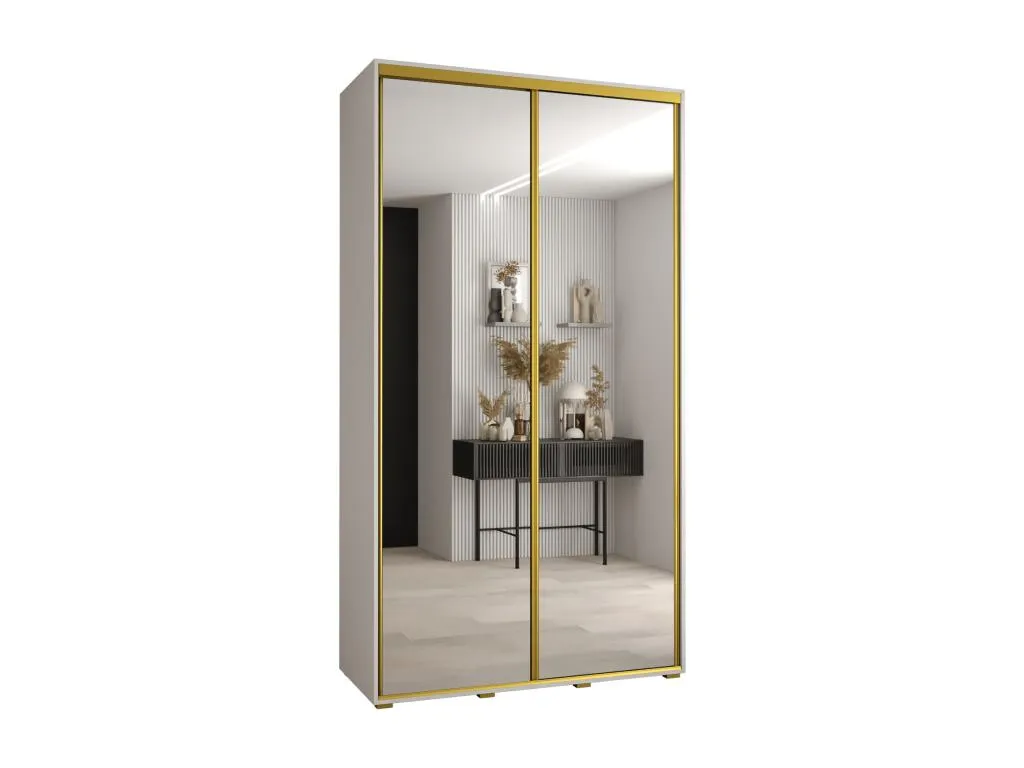 Armario Davos 2 corredero elegante 235,2x140x45 cm 2 puertas blanco/oro mnj2866722