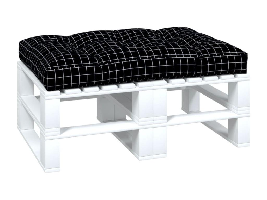 Cojín para palés Joliven a cuadros negro 120x80x12 cm