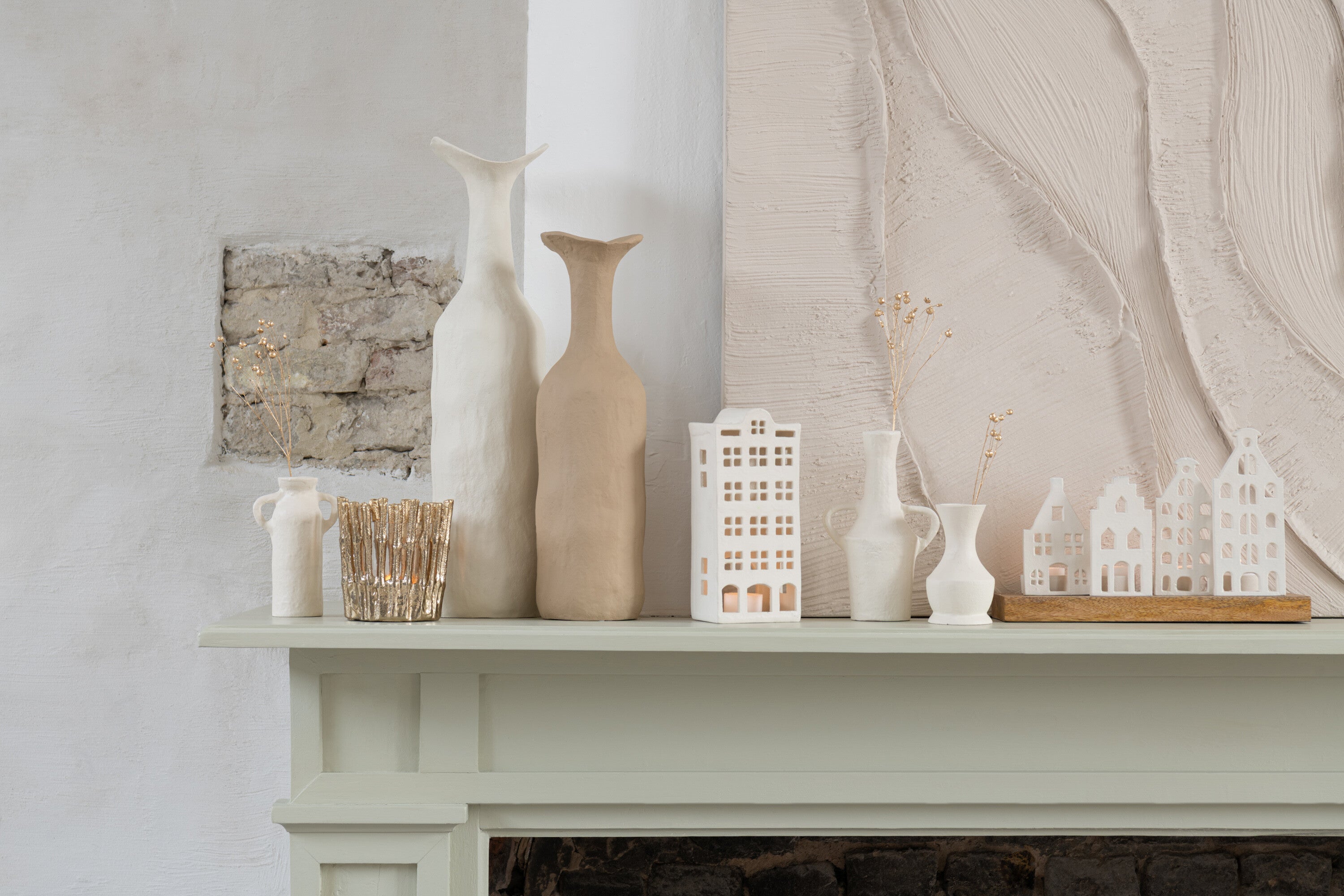 J-Line vaas Agra - aluminium - wit - large - 50.5 cm hoog