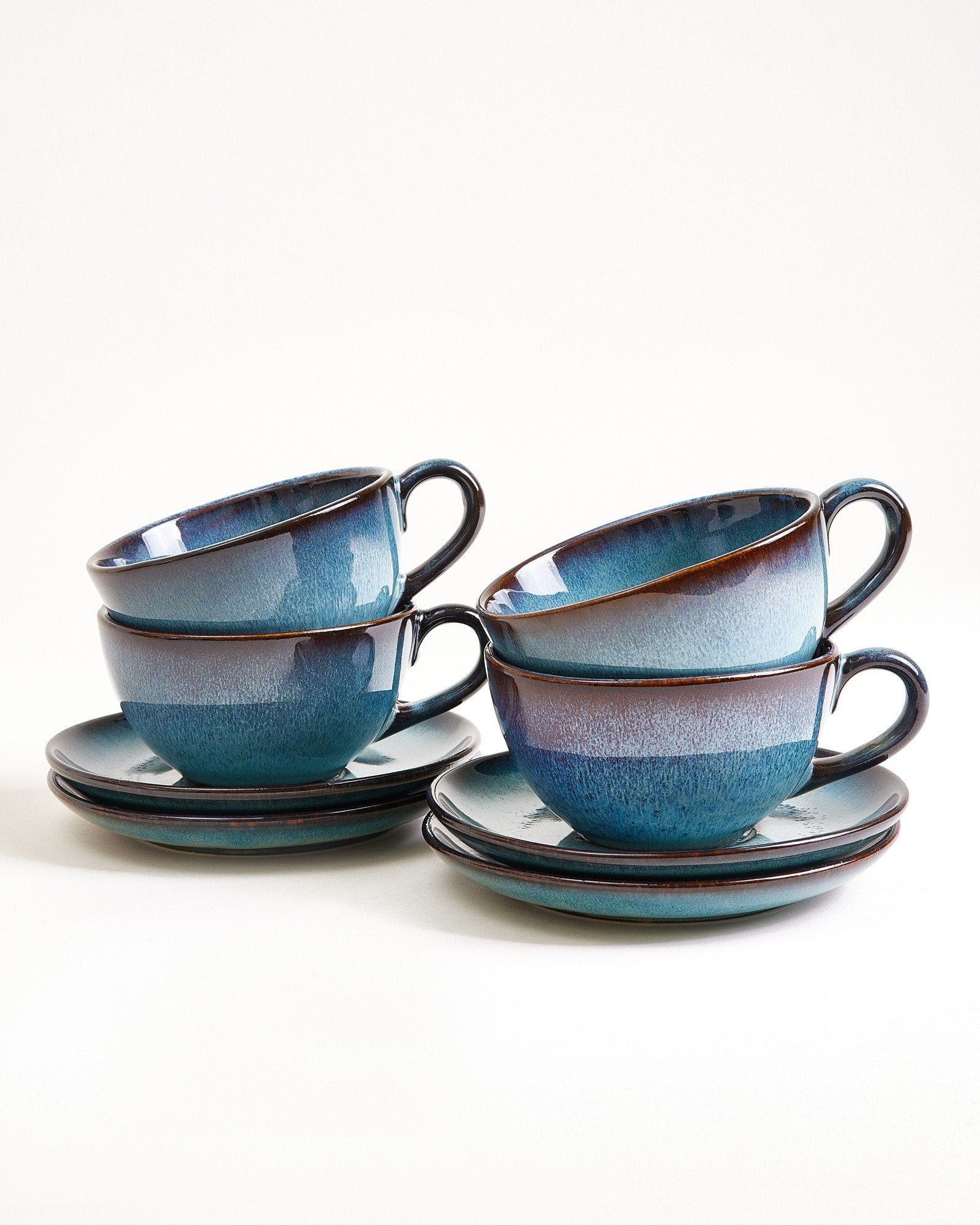 Madeira Teetasse & Untertasse groß classic grünblau 4er-Set