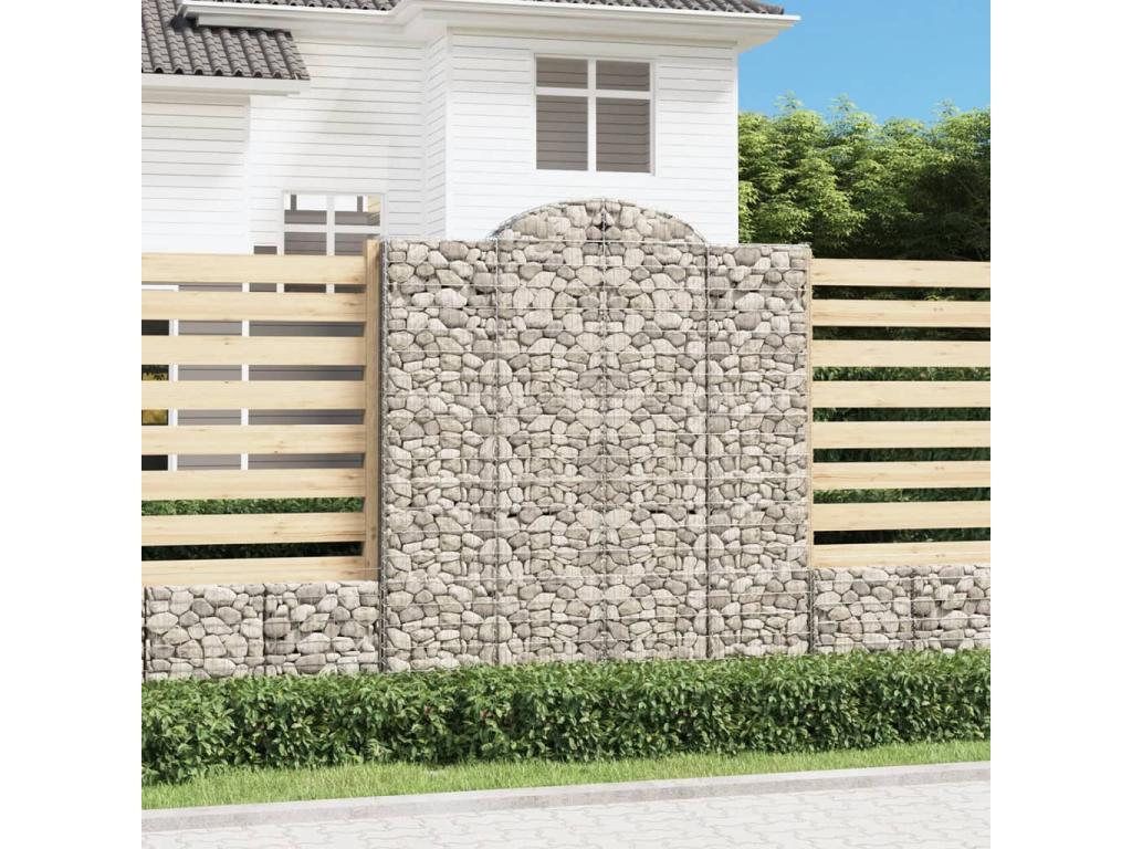 Cestas de gaviones arqueadas 9 piezas 200x50x220/240 cm Hierro galvanizado