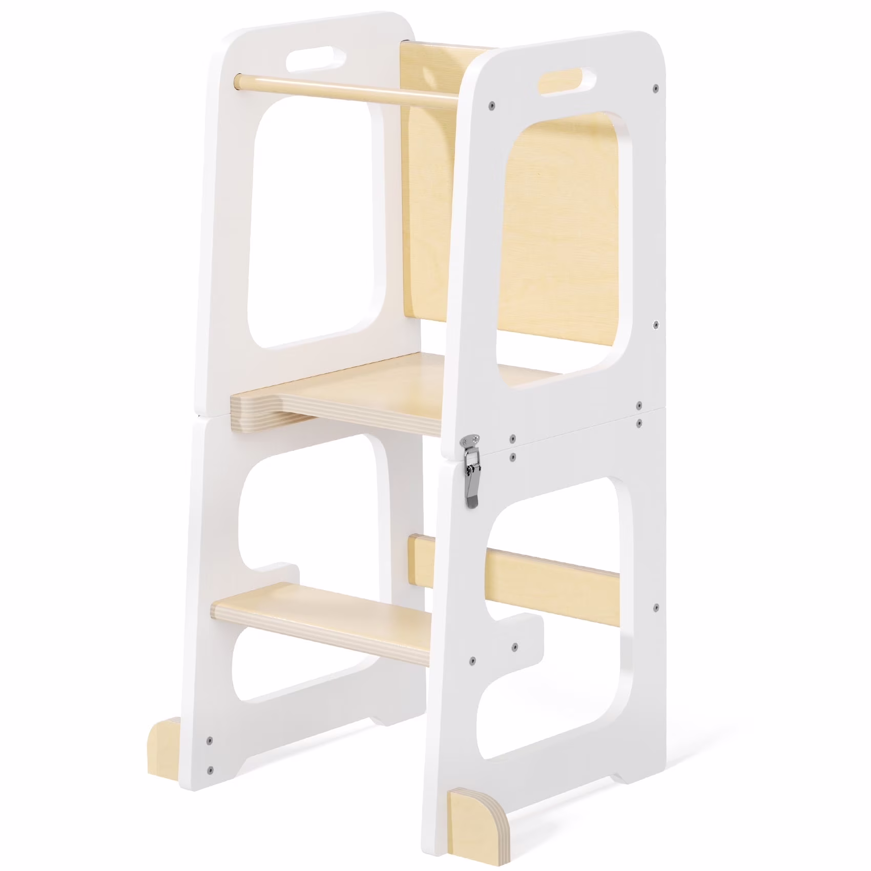 JOZ Kitchen Toddlers Step Stool, Montessori Kids Learning Stool, Foldable Toddler Tower for Counter, Standing Helper for Children, 3 Adjustable Heights, Wooden, White - Image 5