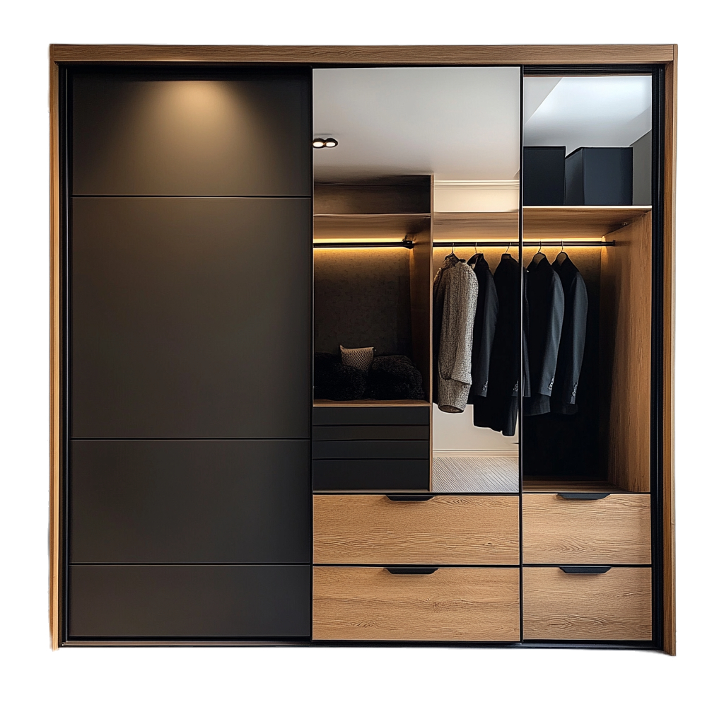 Armario con puertas correderas, espejo y estantes, ideal para dormitorio o vestidor AG7853101