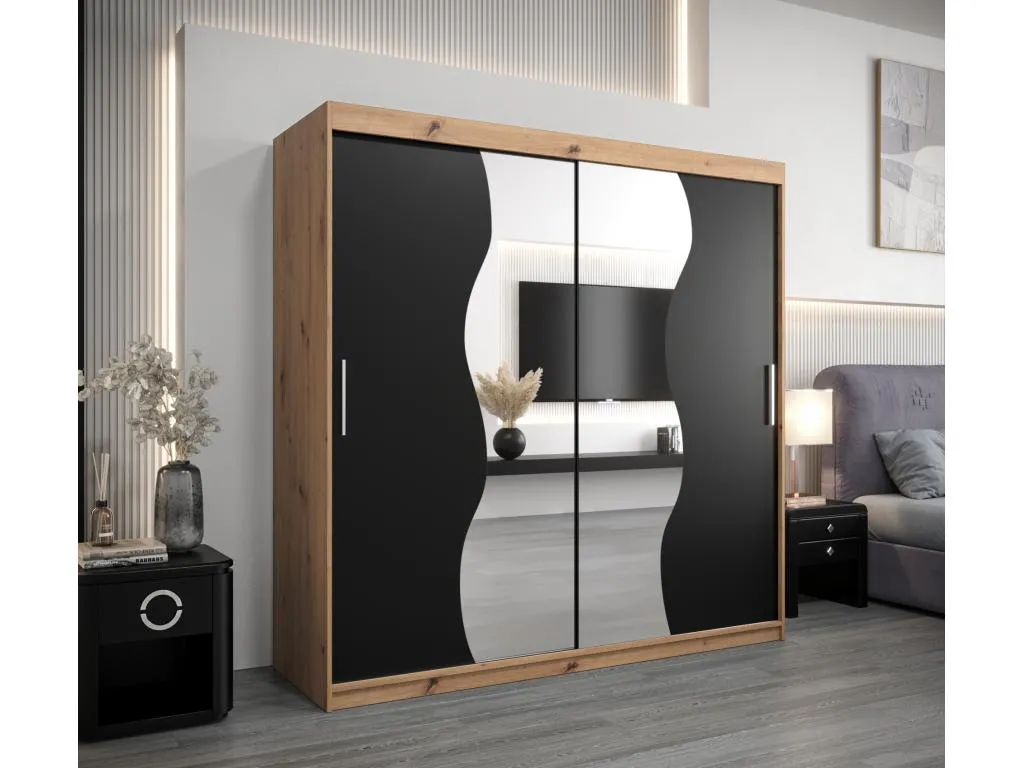 ARMARIO Decoencanto DE PUERTAS CORREDERAS 200/200/62 2 puertas (artisan/negro)