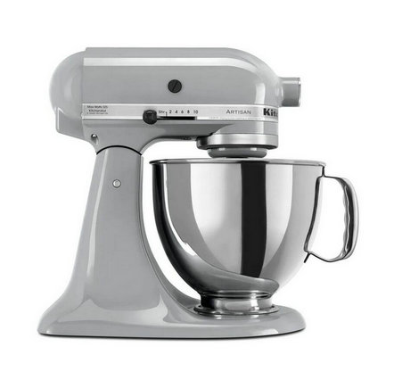 Artisan 5 Qt. 10-Speed Metallic Charcoal Stand Mixer with Flat Beater, Wire Whip and Dough Hook Attachments