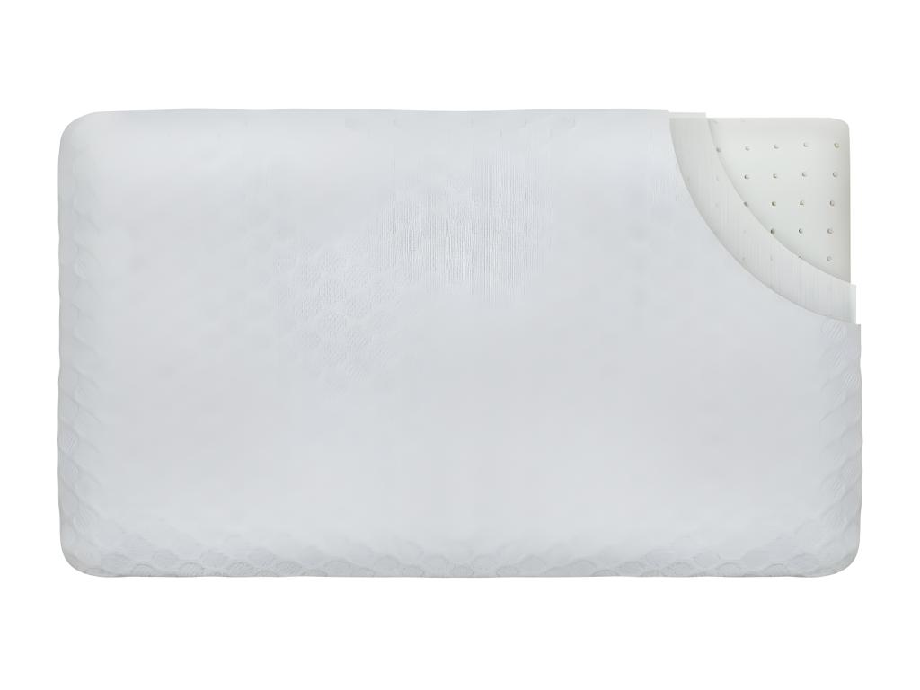 Almohada infantil transpirable de tejido de bambú 50x30x5,5 con funda de bambú adicional Decoromantico