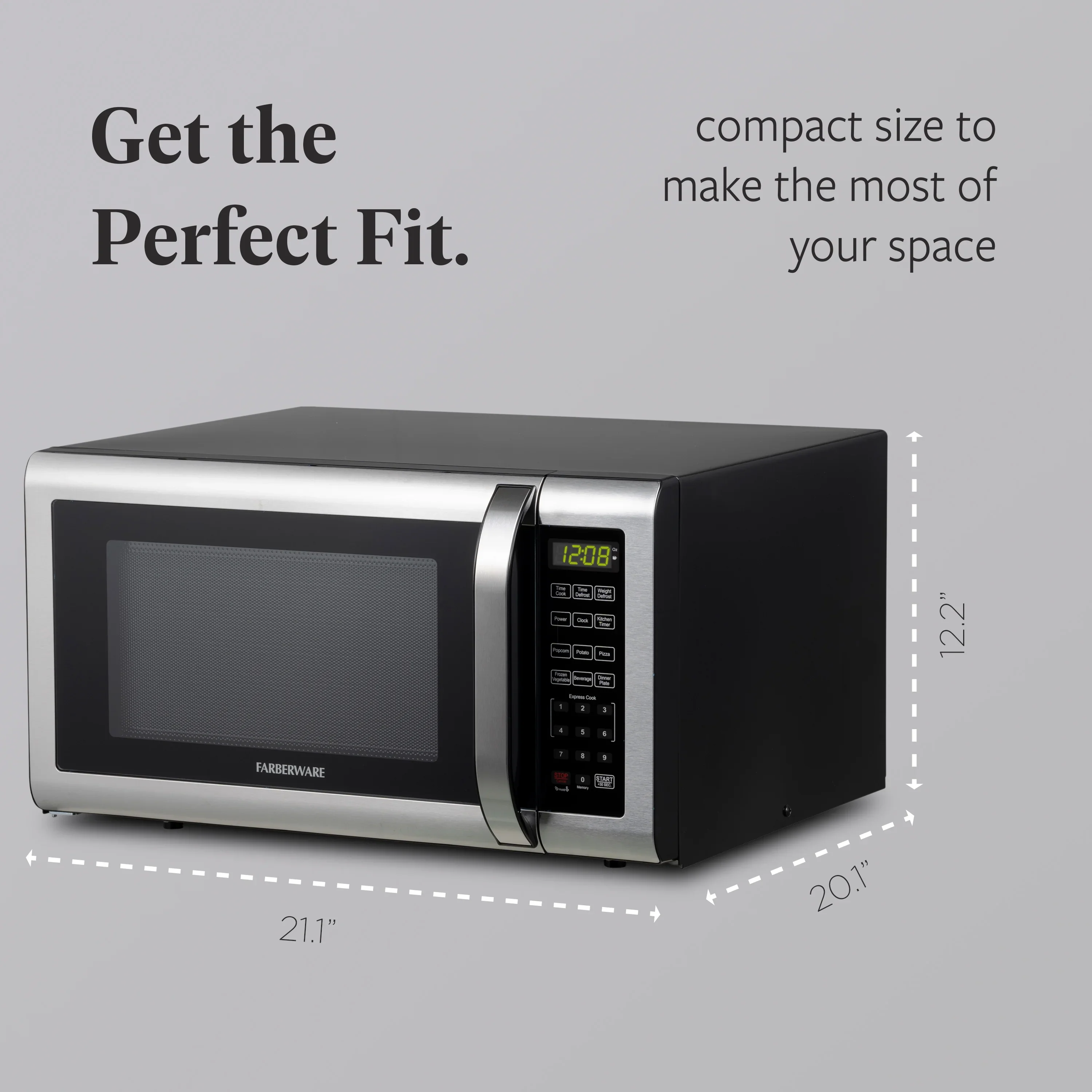 Farberware FMGZ09BKA 0.9 Cu. Ft. Microwave Oven, 900W, Digital Control, LED Display, 6 Cooking Presets, Black