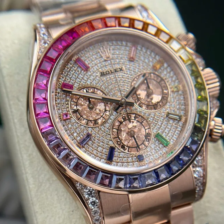 Replica Rolex Cosmograph Daytona Rainbow Rose Gold 40mm