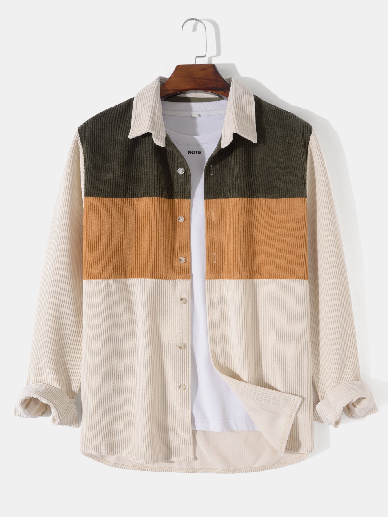 Long Sleeve Corduroy Patchwork Shirt